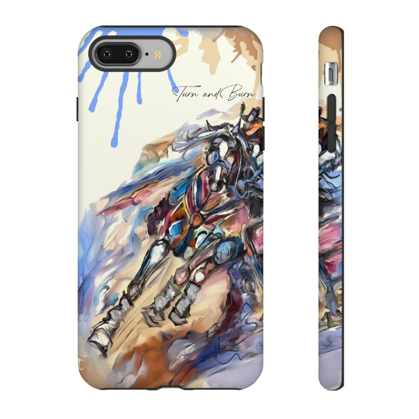 Barrel Racer Art Turn and Burn Watercolor Horse Horse Lover Gift Study Tough Case Phone Case.