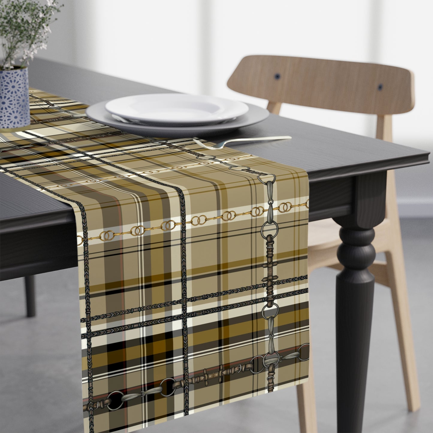 Plaid and Bit Motif Table Runner