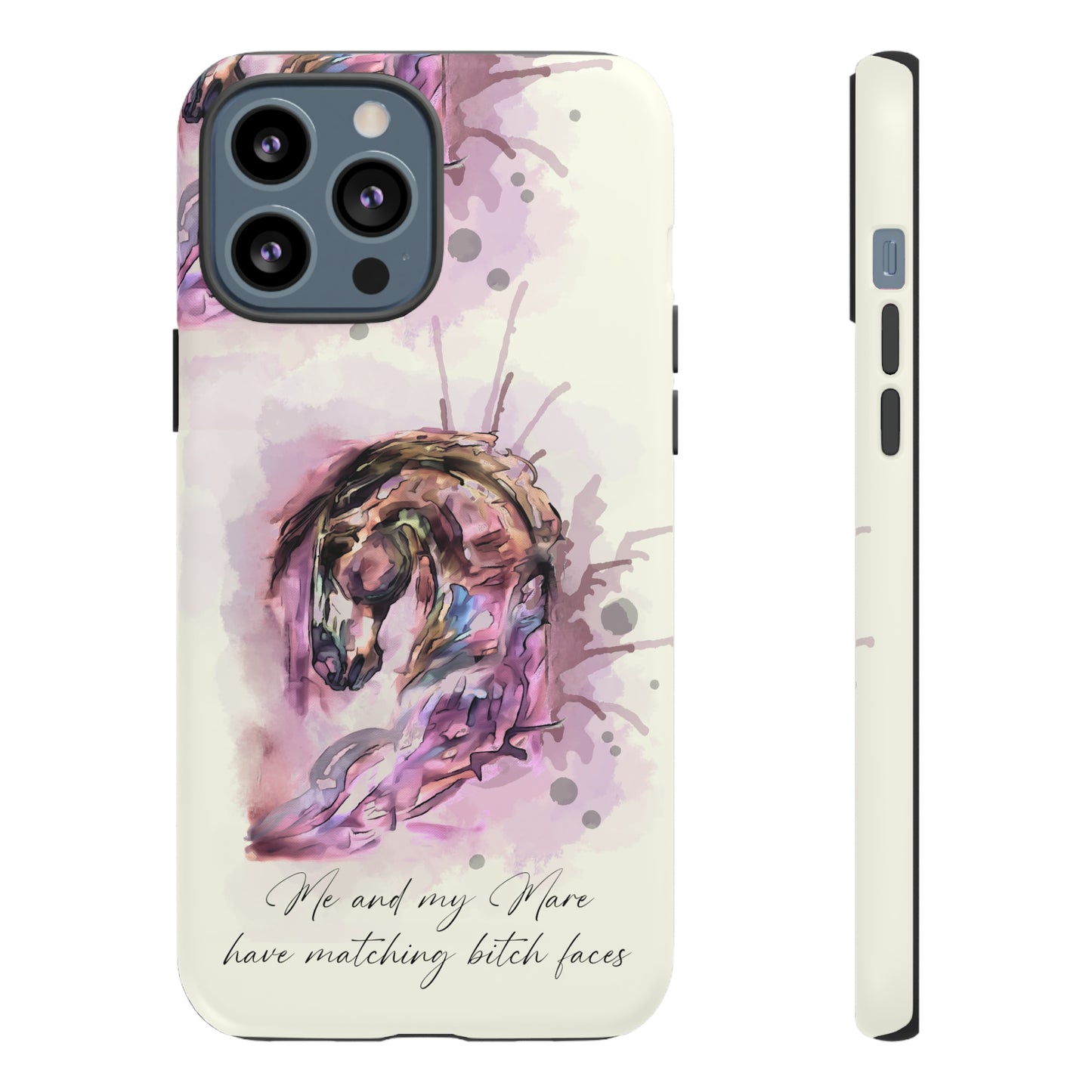 Swearing Mare Watercolor Horse .Horse Lover Gift Study Tough Case Phone Case.