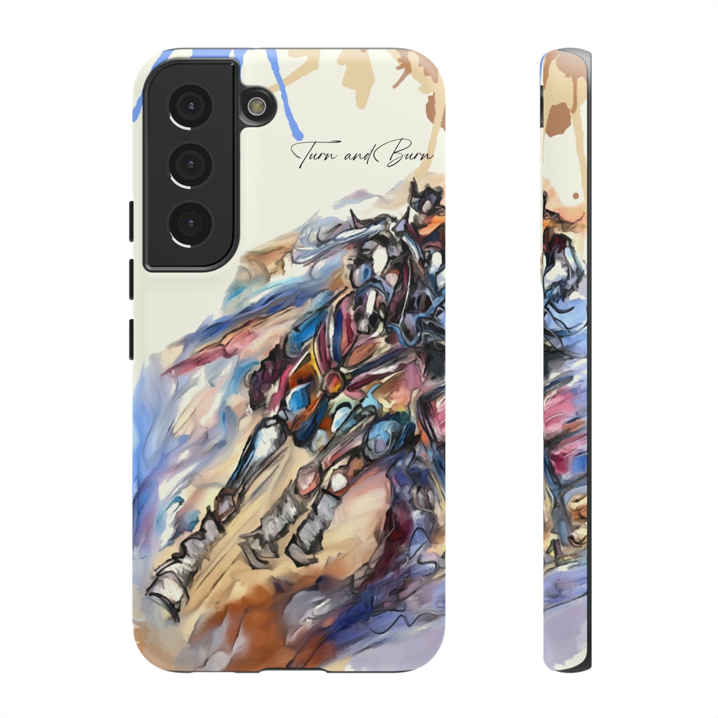 Barrel Racer Art Turn and Burn Watercolor Horse Horse Lover Gift Study Tough Case Phone Case.