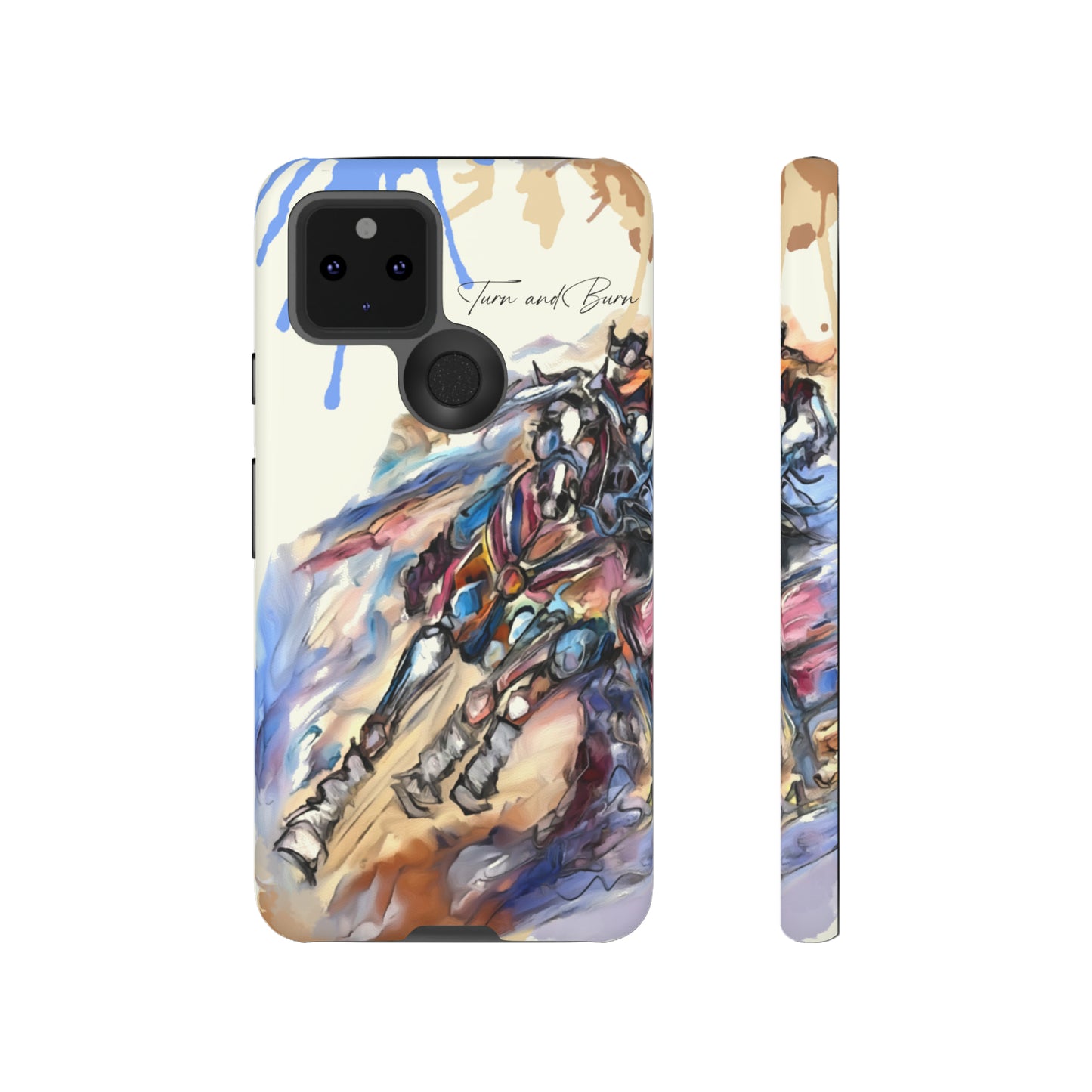 Barrel Racer Art Turn and Burn Watercolor Horse Horse Lover Gift Study Tough Case Phone Case.