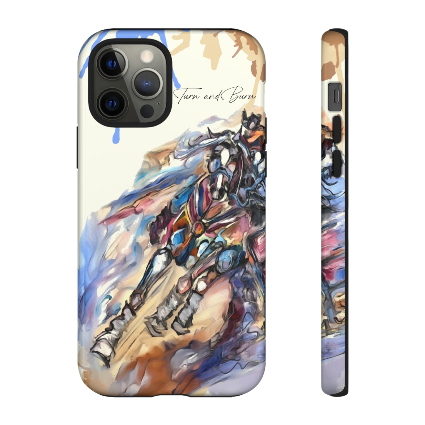 Barrel Racer Art Turn and Burn Watercolor Horse Horse Lover Gift Study Tough Case Phone Case.