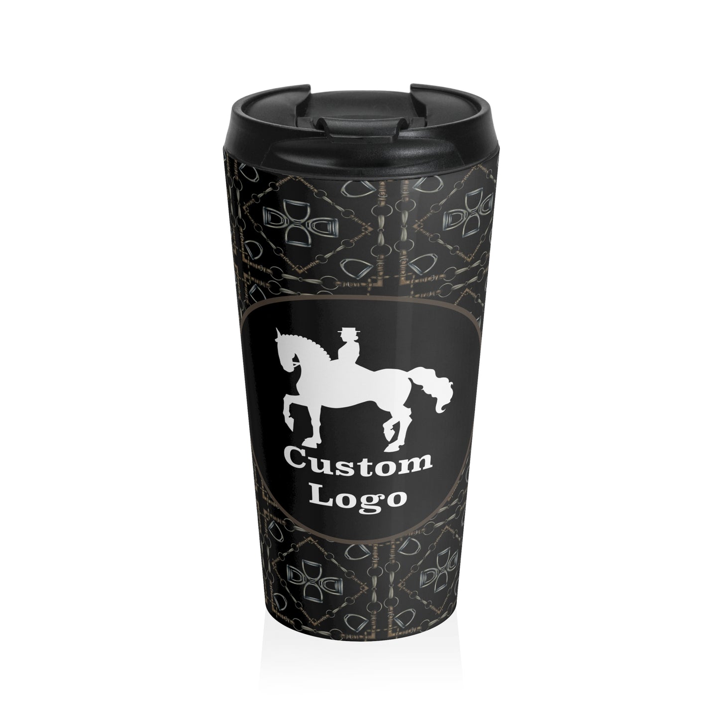 Customizable Geometric Bit Black Stainless Steel Travel Mug