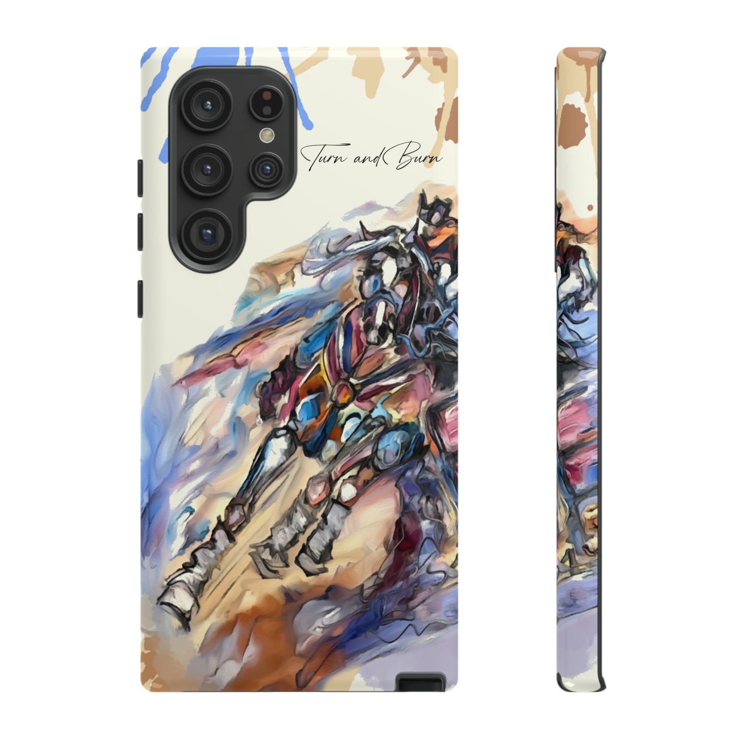 Barrel Racer Art Turn and Burn Watercolor Horse Horse Lover Gift Study Tough Case Phone Case.