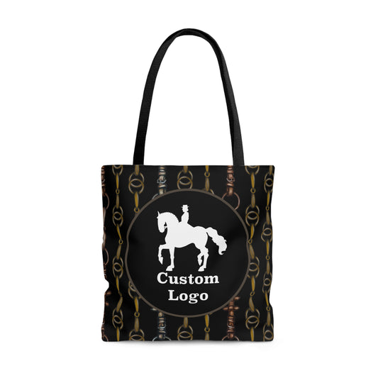 Customizable Linear Bit Pattern Black Tote Bag