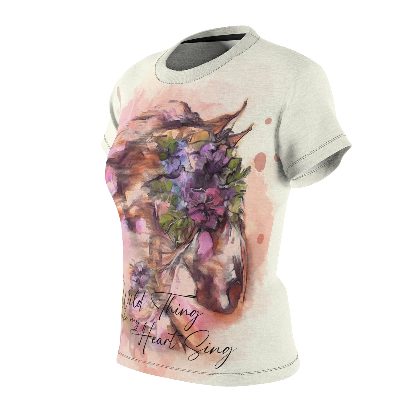 Romantic Watercolor Horse Shirt  Women's Cut & Sew Tee (AOP)