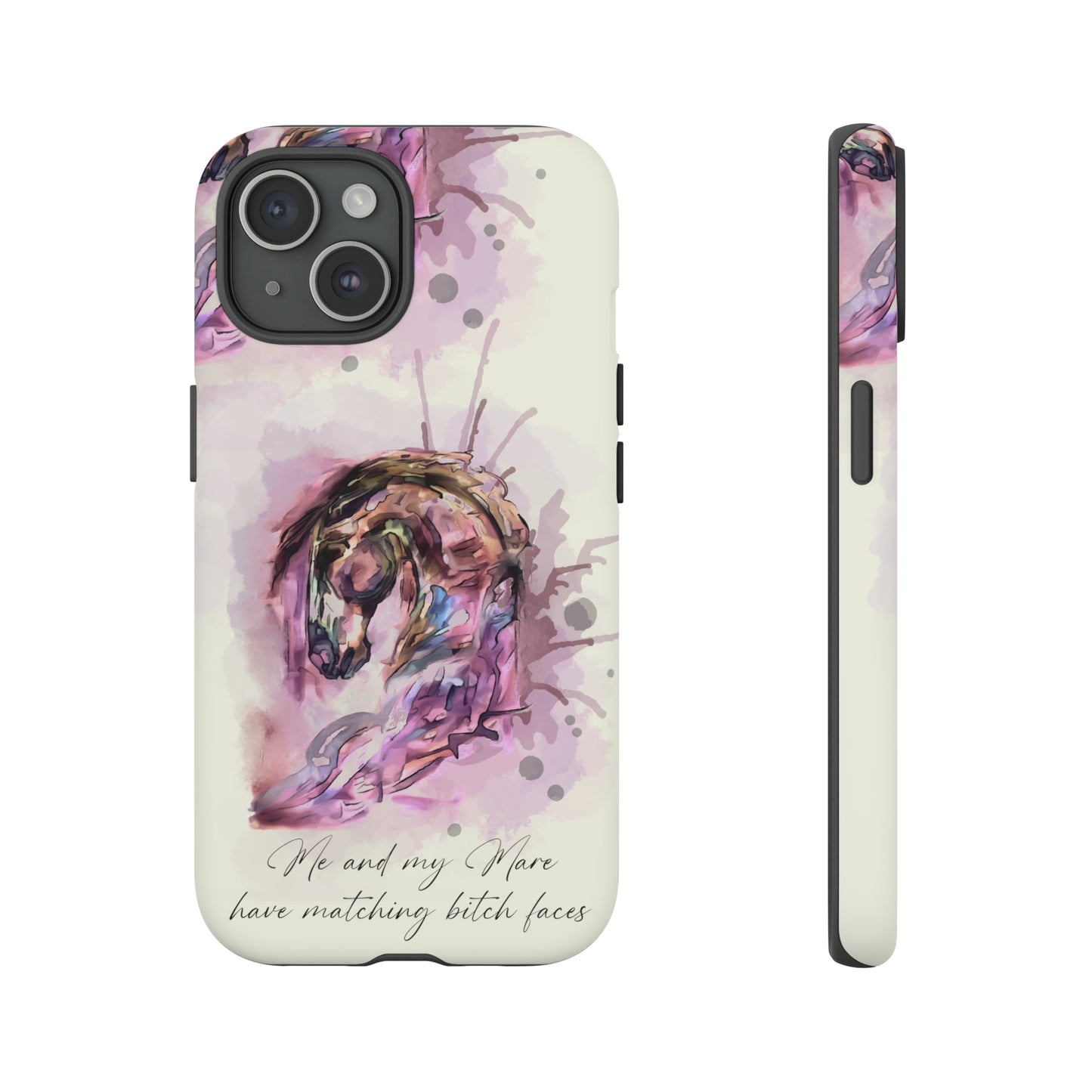 Swearing Mare Watercolor Horse .Horse Lover Gift Study Tough Case Phone Case.