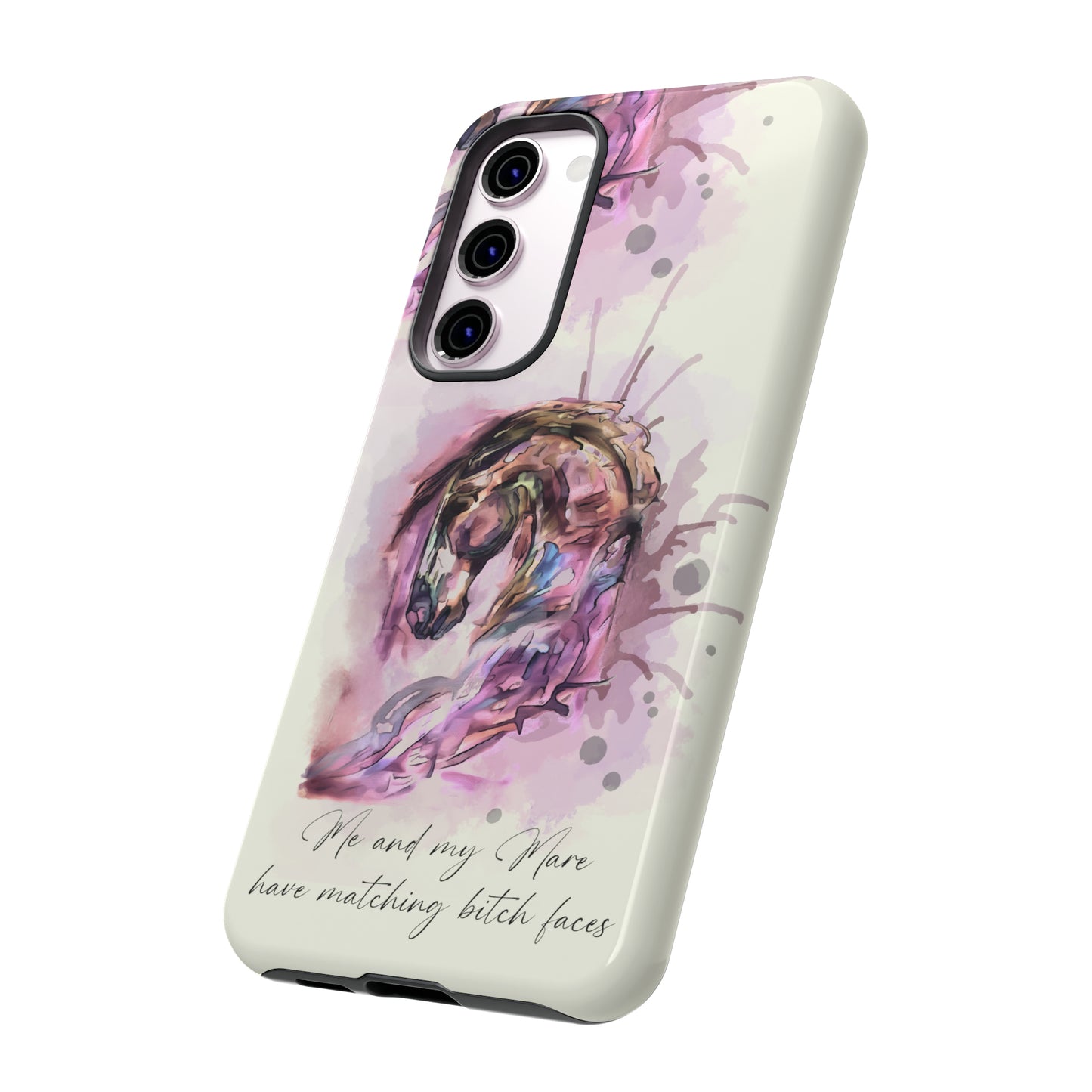 Swearing Mare Watercolor Horse .Horse Lover Gift Study Tough Case Phone Case.