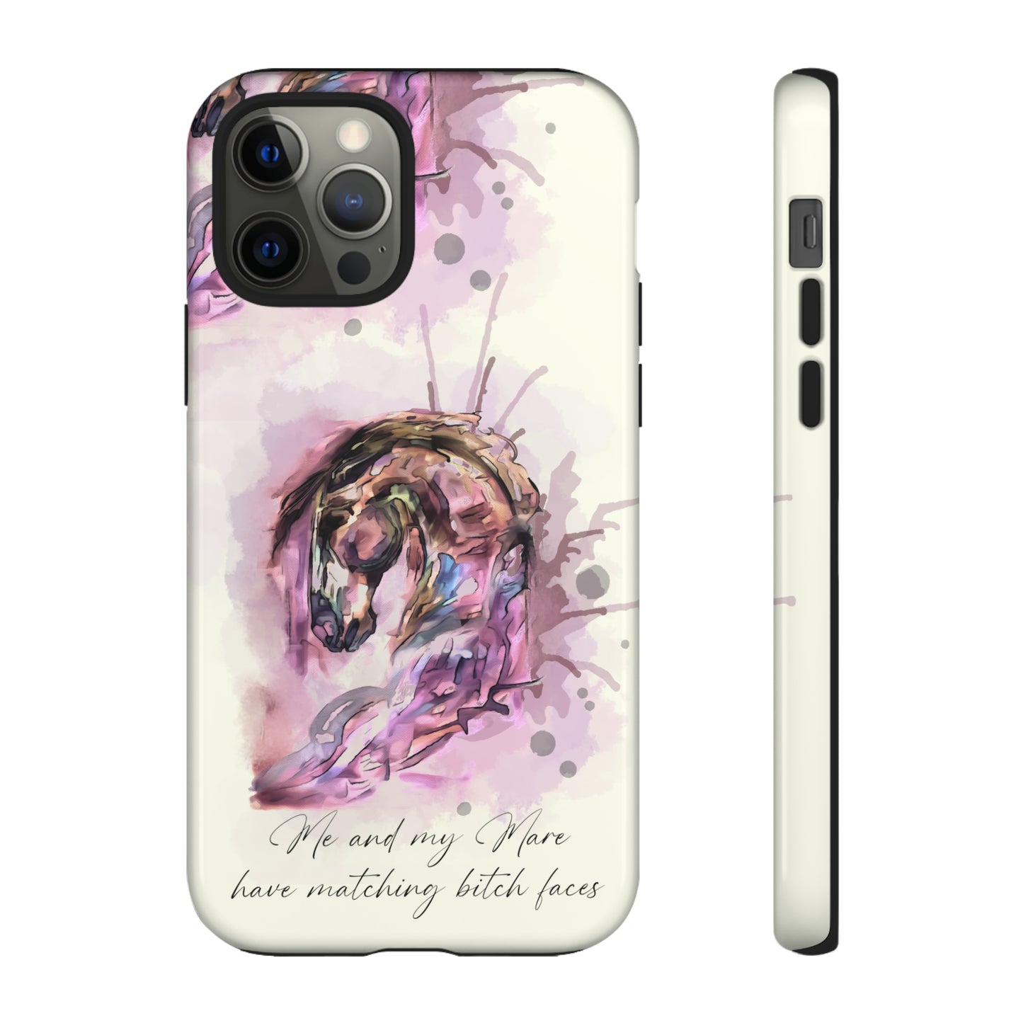 Swearing Mare Watercolor Horse .Horse Lover Gift Study Tough Case Phone Case.