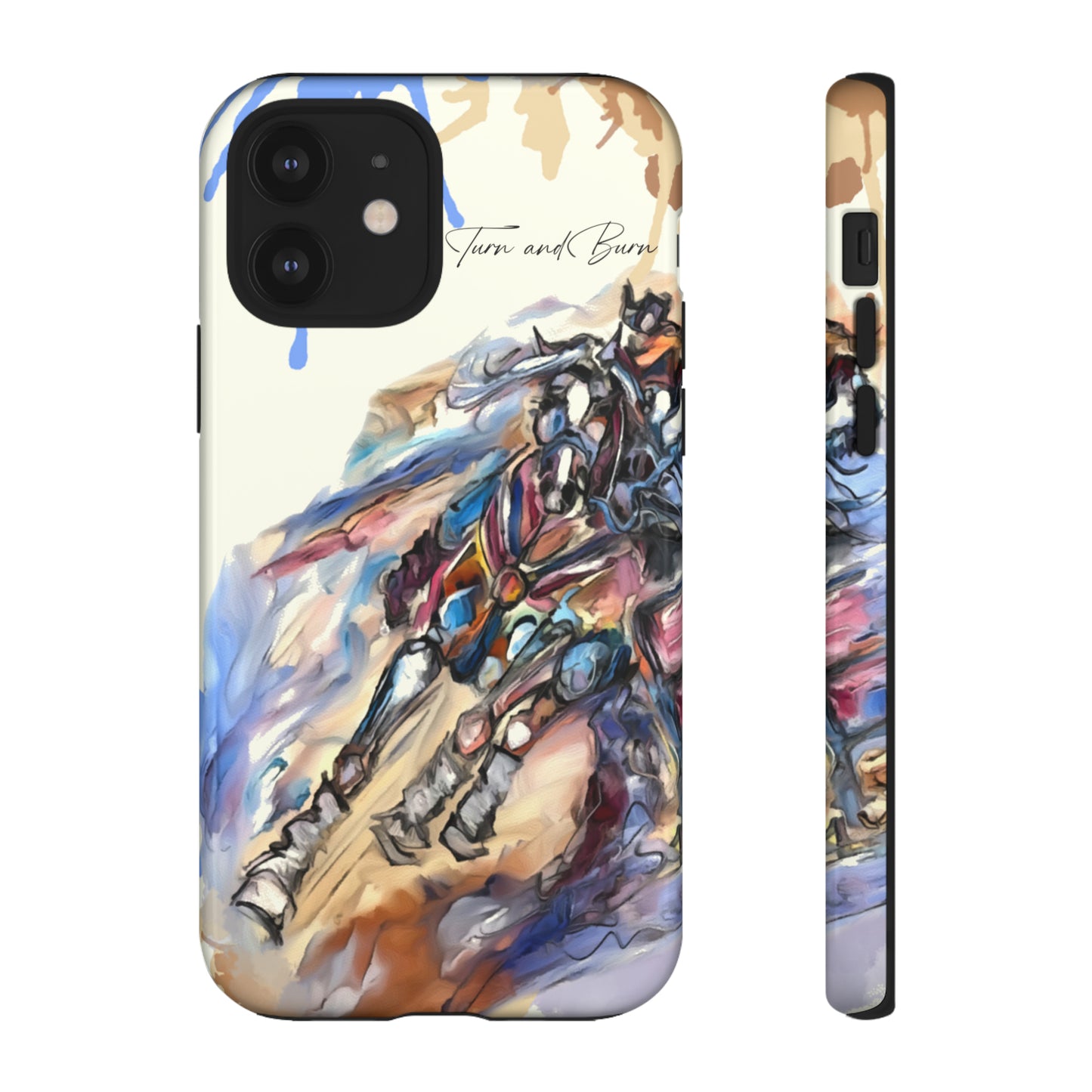 Barrel Racer Art Turn and Burn Watercolor Horse Horse Lover Gift Study Tough Case Phone Case.