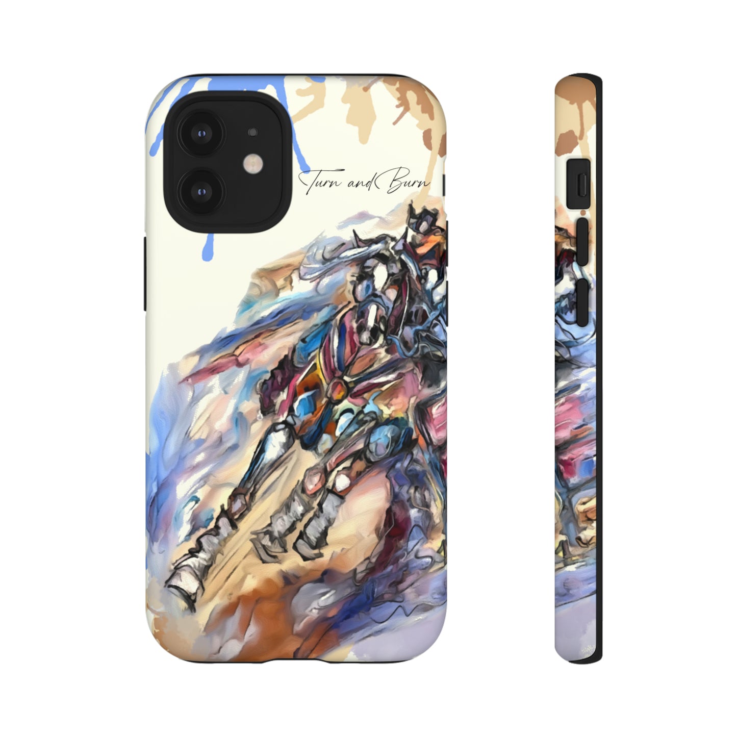 Barrel Racer Art Turn and Burn Watercolor Horse Horse Lover Gift Study Tough Case Phone Case.