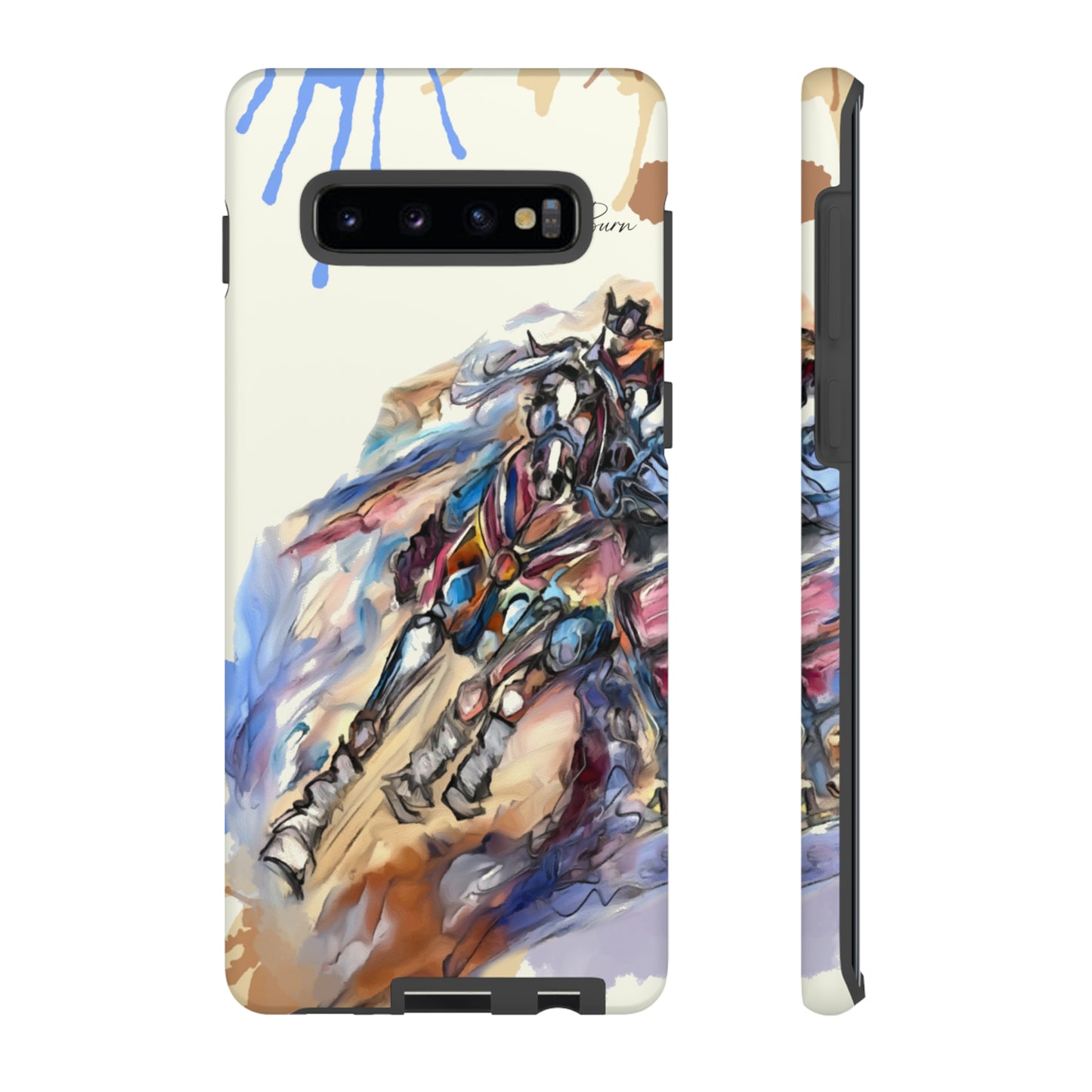 Barrel Racer Art Turn and Burn Watercolor Horse Horse Lover Gift Study Tough Case Phone Case.