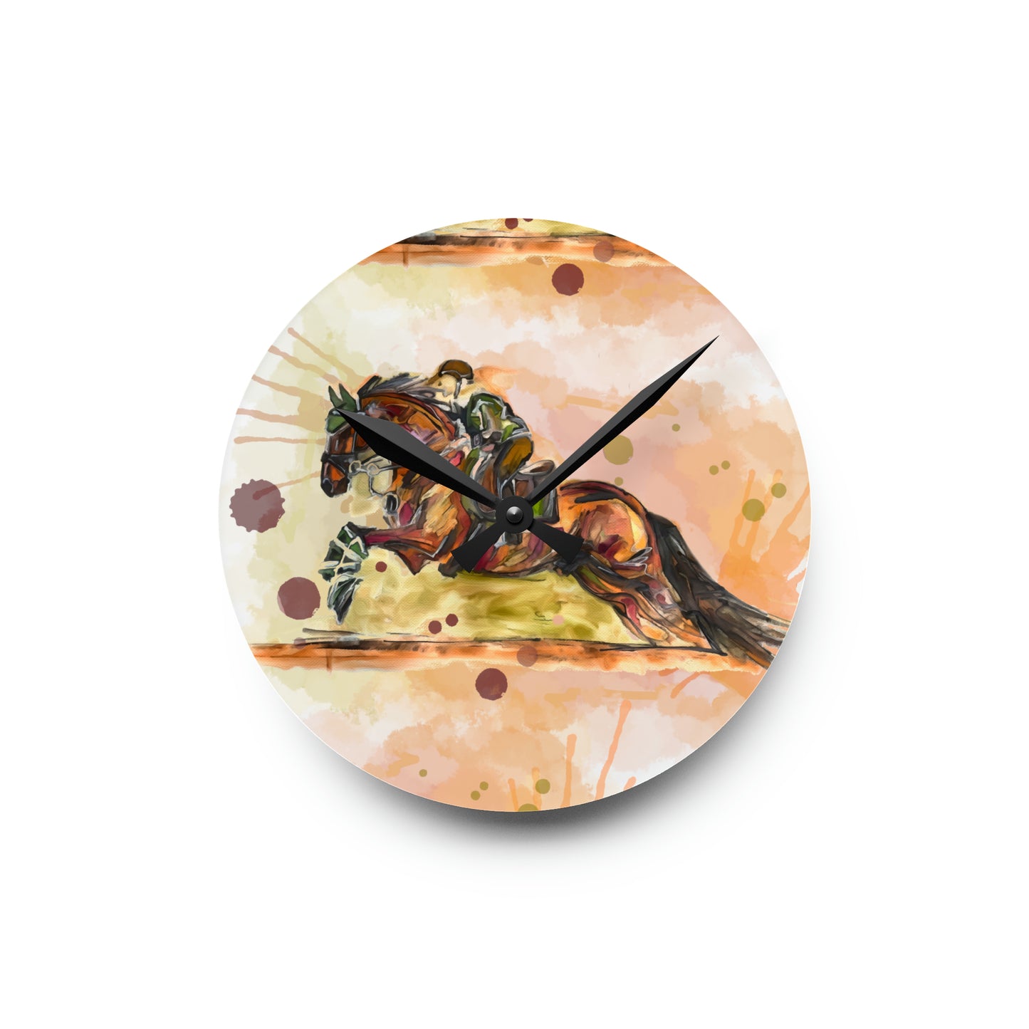 Eventing Horse WaterColor Equestrian Art Acrylic Wall Clock