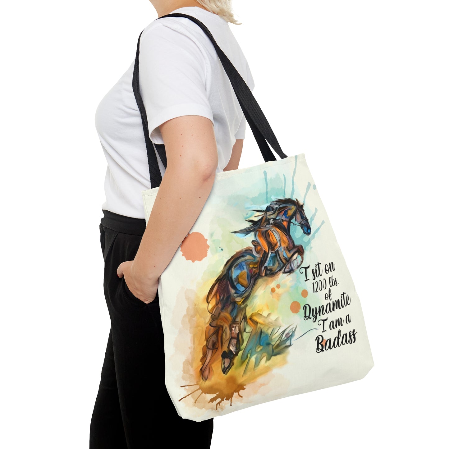 Jumping Horse Watercolor Horse Artistic Tote Bag (AOP)