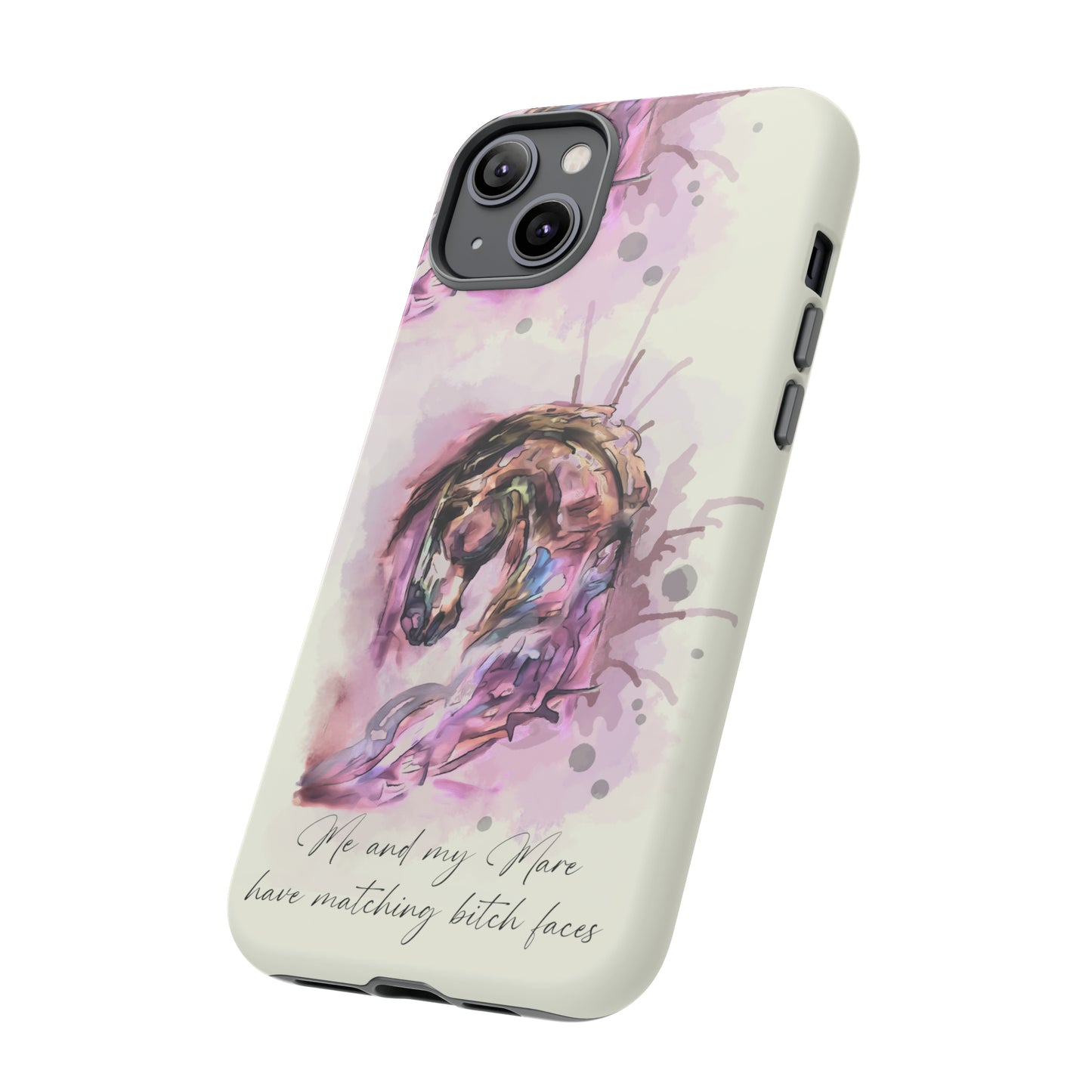 Swearing Mare Watercolor Horse .Horse Lover Gift Study Tough Case Phone Case.