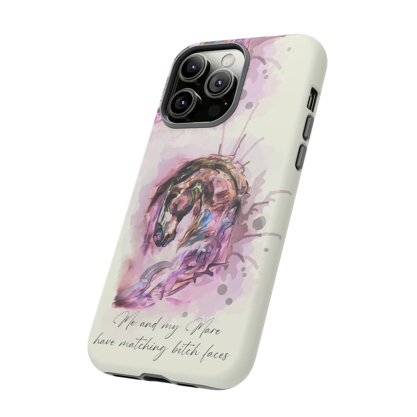 Swearing Mare Watercolor Horse .Horse Lover Gift Study Tough Case Phone Case.