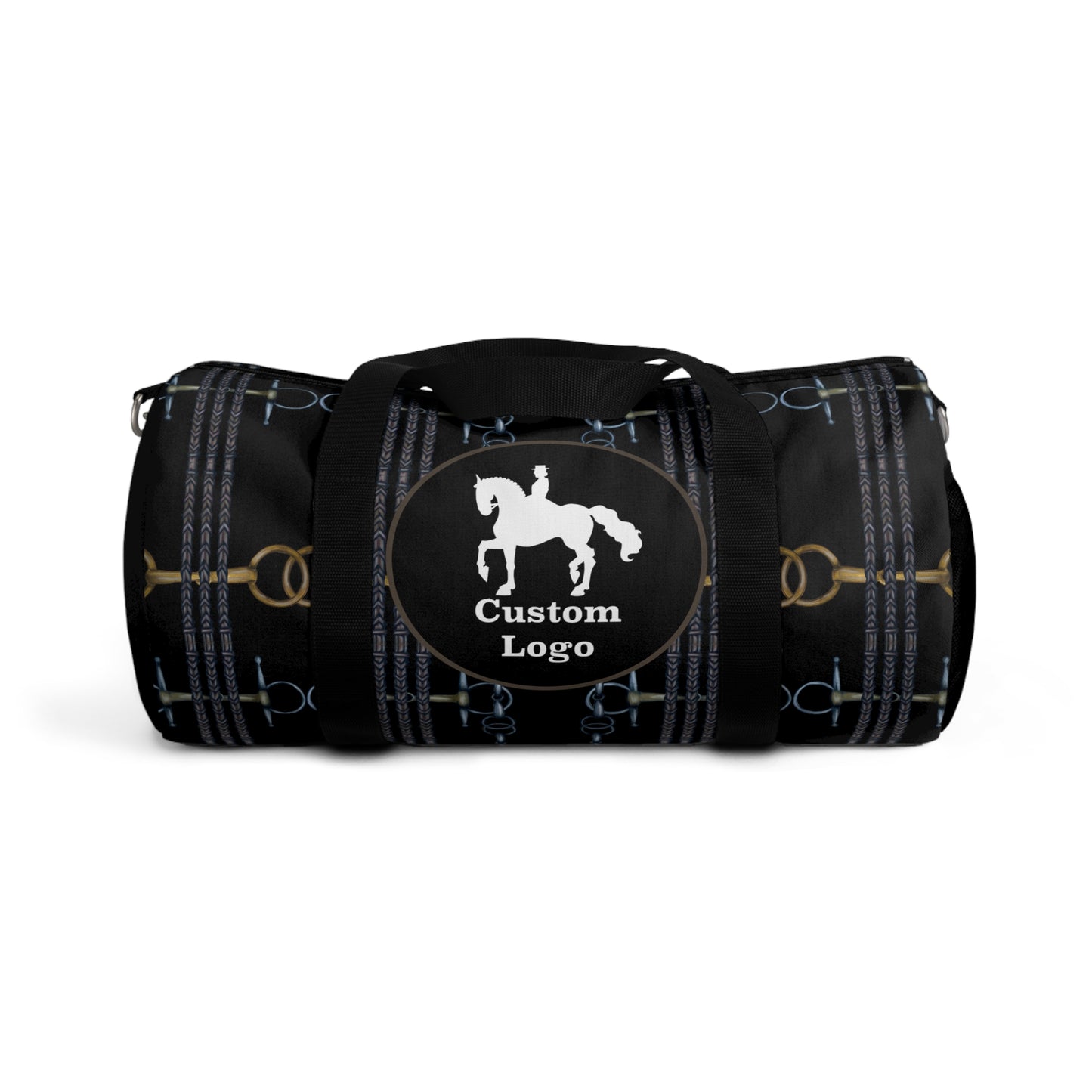 Custom Logo Reins and Bit Pattern Duffel Bag