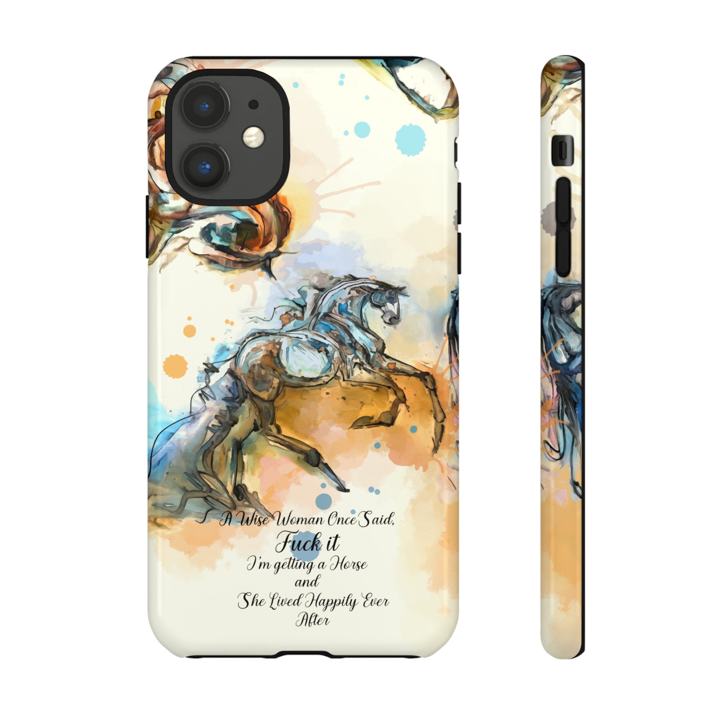 Swearing Watercolor Horse Horse Lover Gift Study Tough Case Phone Case.