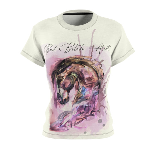 Swearing Watercolor Horse Shirt  Women's Cut & Sew Tee (AOP)