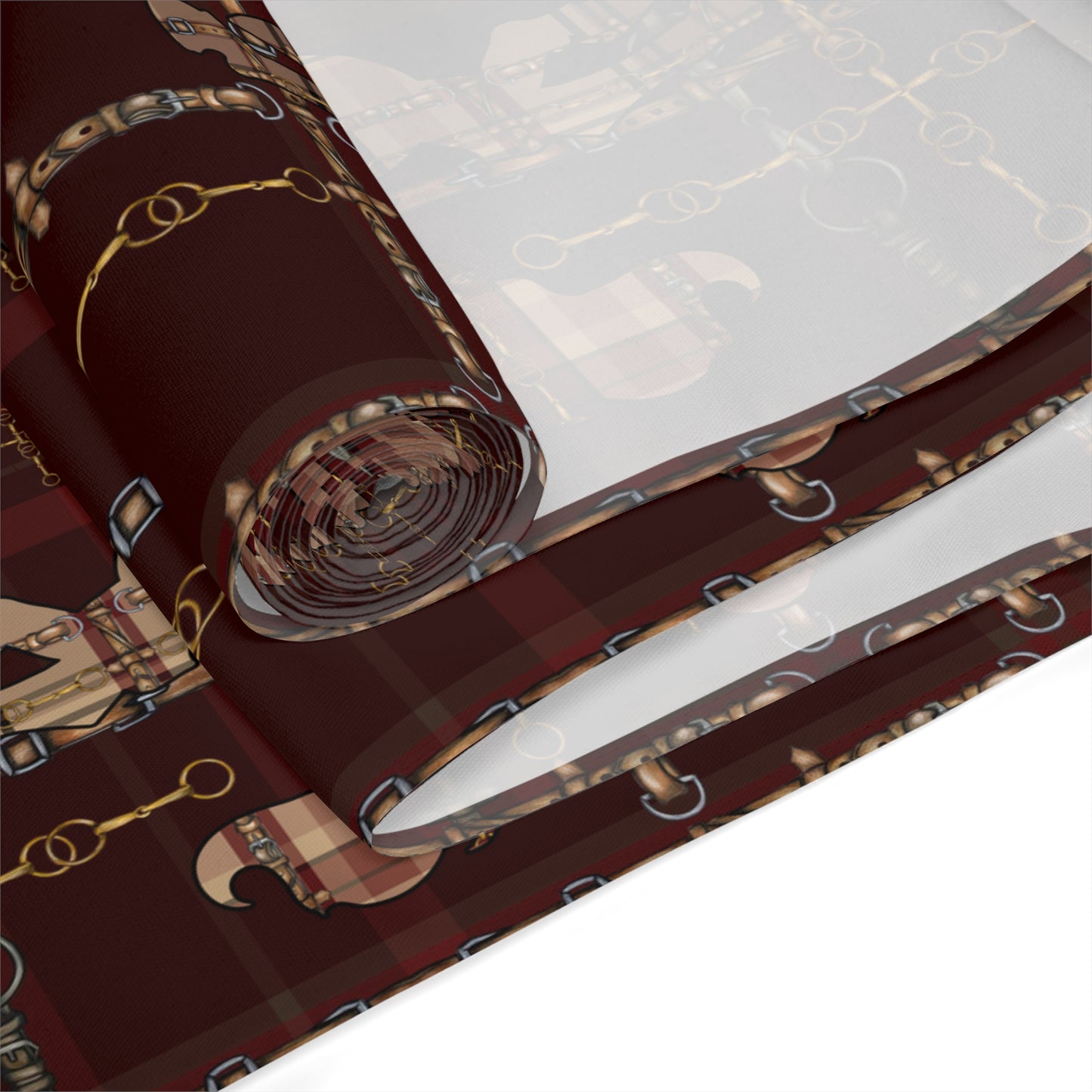 Christmas Dressage Burgundy Table Runner. Christmas Party Decor