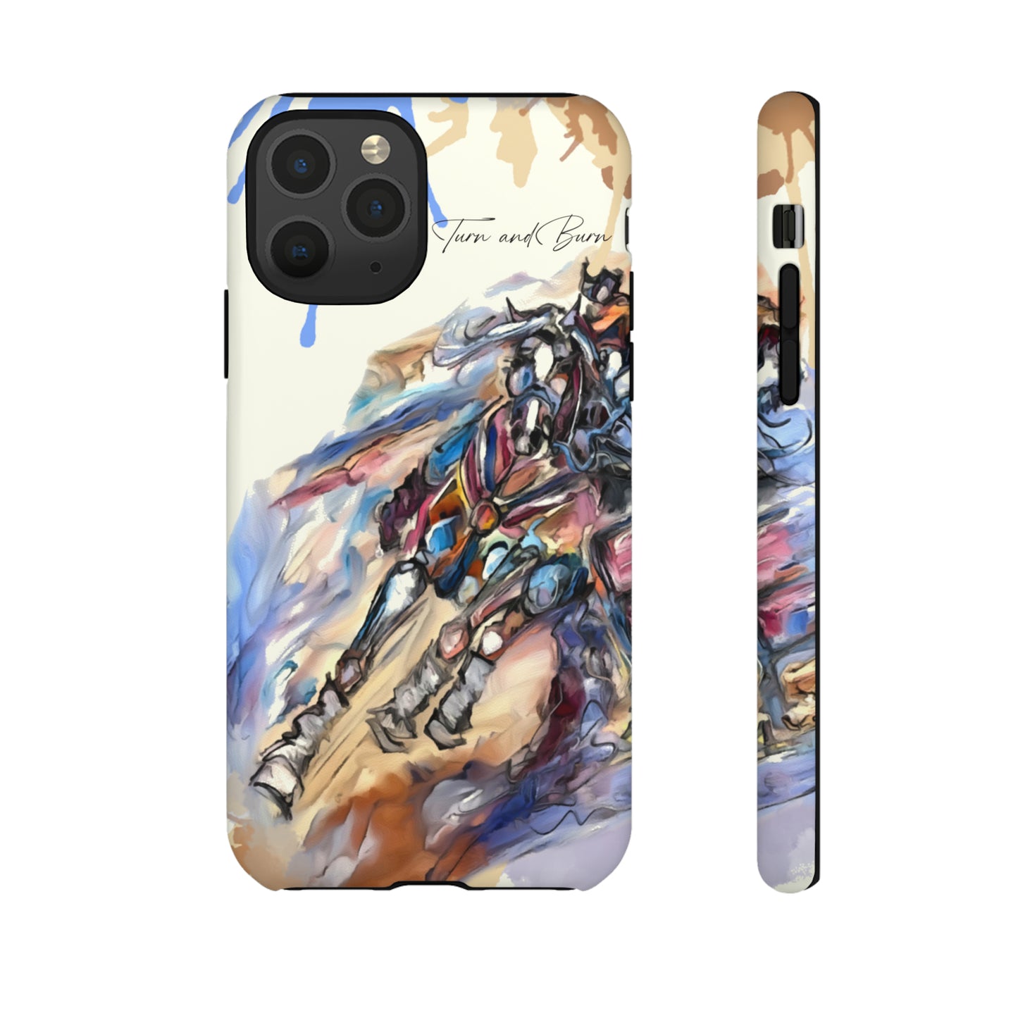 Barrel Racer Art Turn and Burn Watercolor Horse Horse Lover Gift Study Tough Case Phone Case.