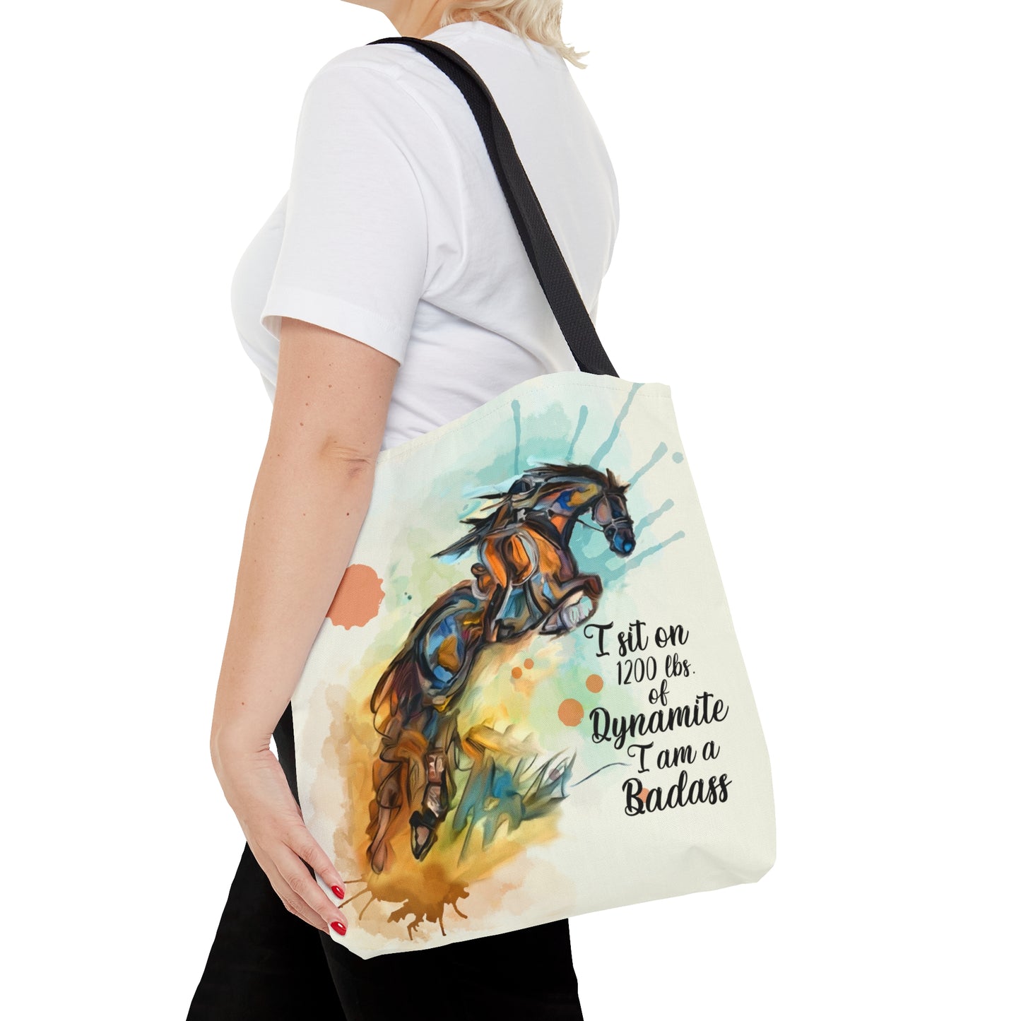 Jumping Horse Watercolor Horse Artistic Tote Bag (AOP)