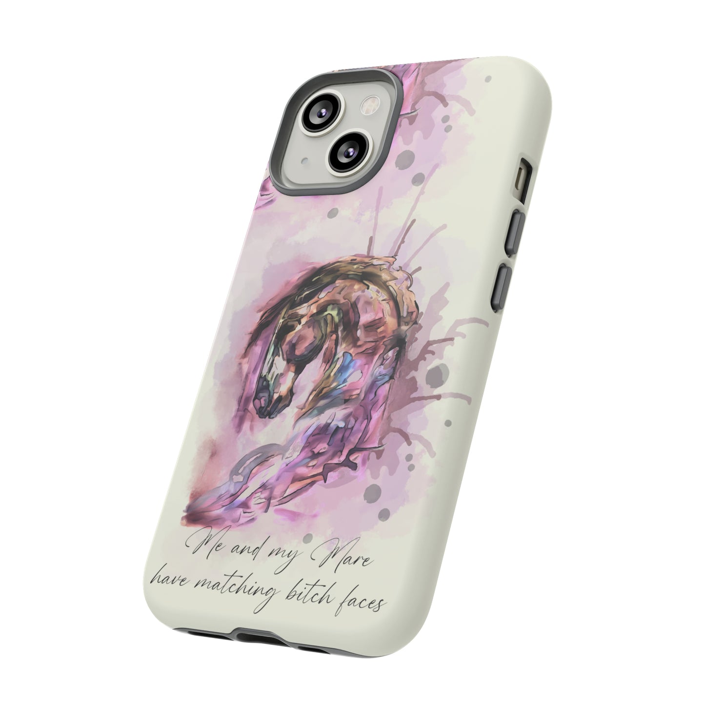 Swearing Mare Watercolor Horse .Horse Lover Gift Study Tough Case Phone Case.