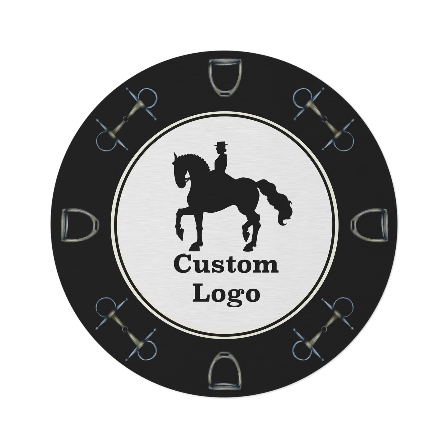 Customizable Minimalistic Equestrian Bit Round Rug