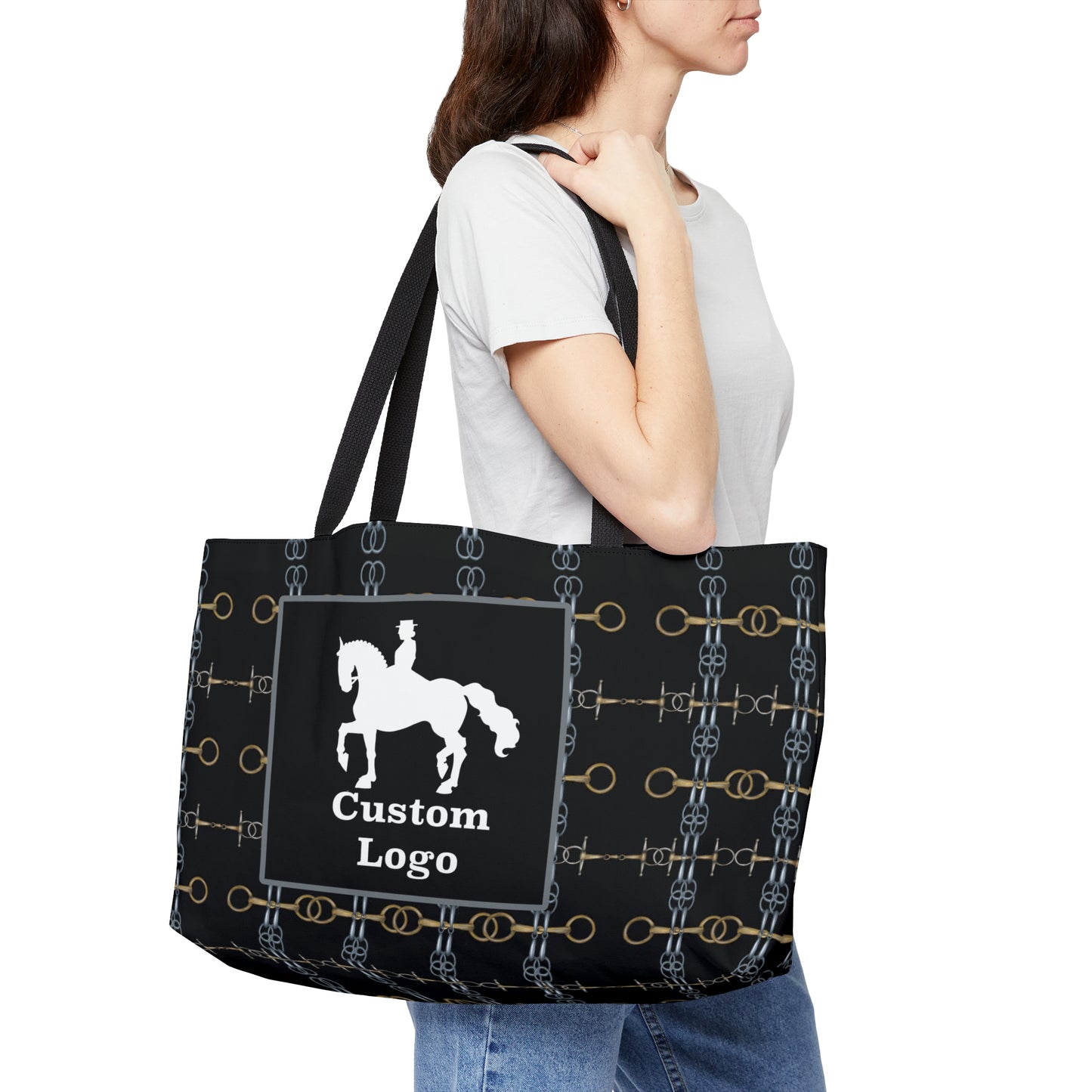 Customizable Patterned Black Weekender Tote Bag