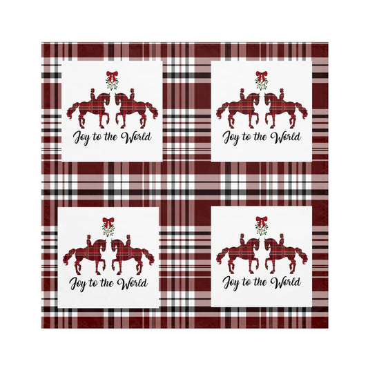 Joy to the World Christmas Plaid Set of 4 Napkins