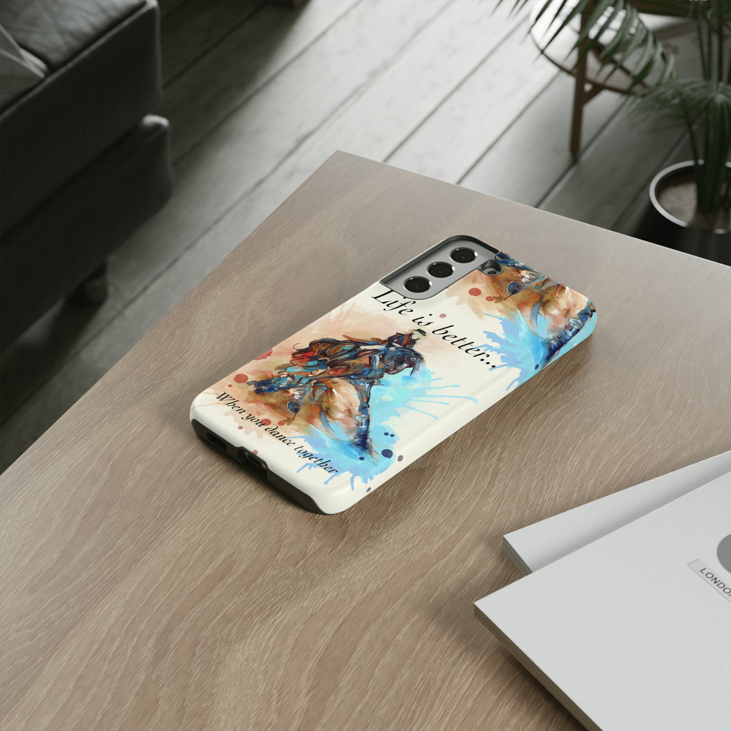 A Dressage Half Pass Artwork Watercolor Horse .Horse Lover Gift Study Tough Case Phone Case.