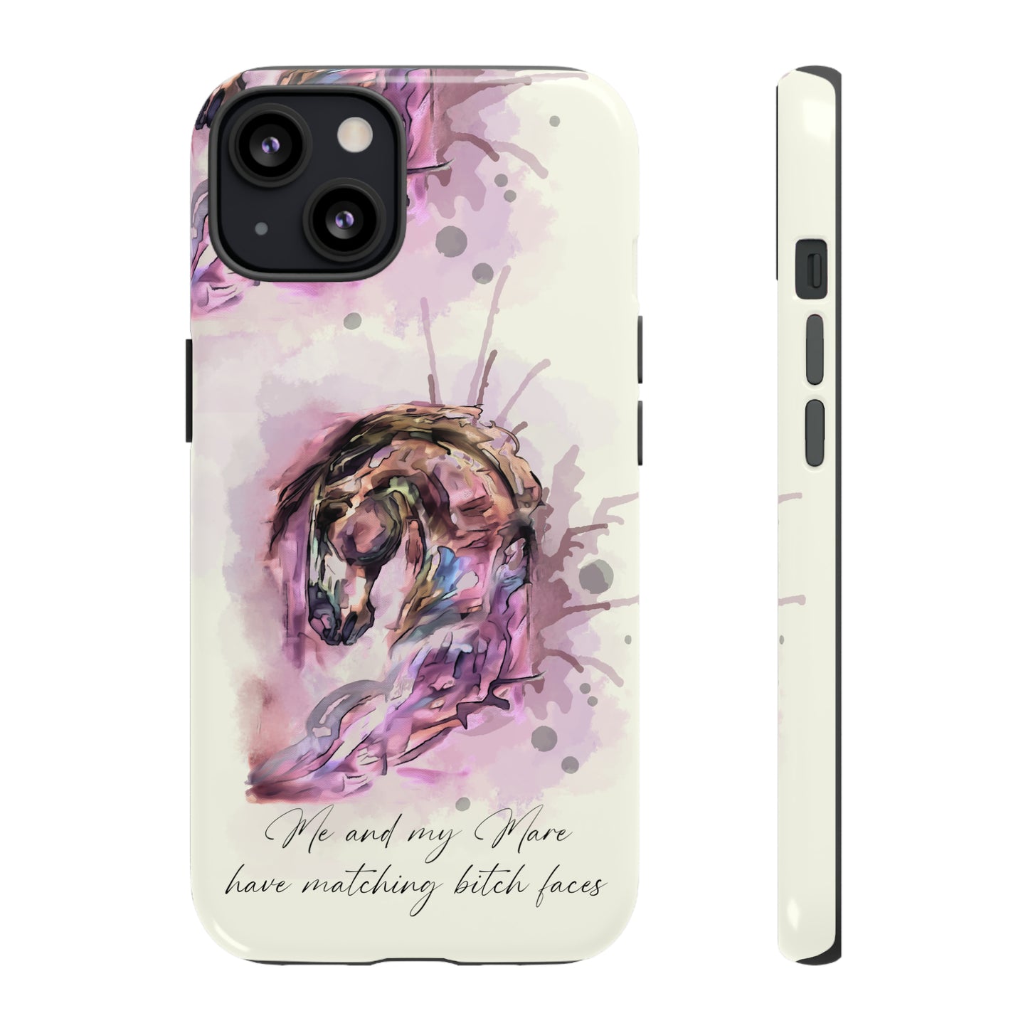 Swearing Mare Watercolor Horse .Horse Lover Gift Study Tough Case Phone Case.