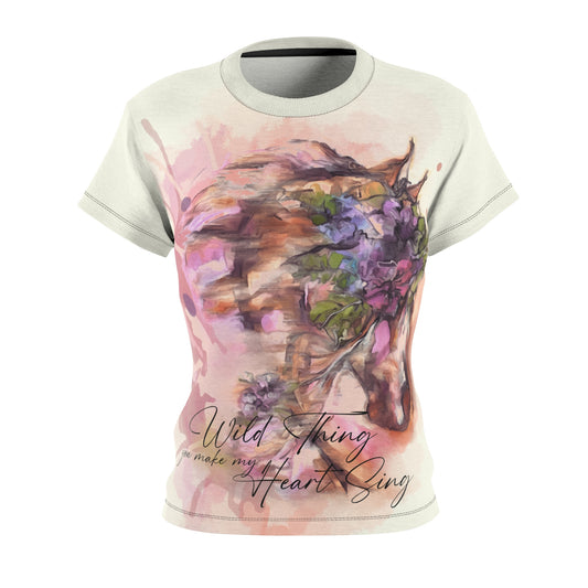 Romantic Watercolor Horse Shirt  Women's Cut & Sew Tee (AOP)