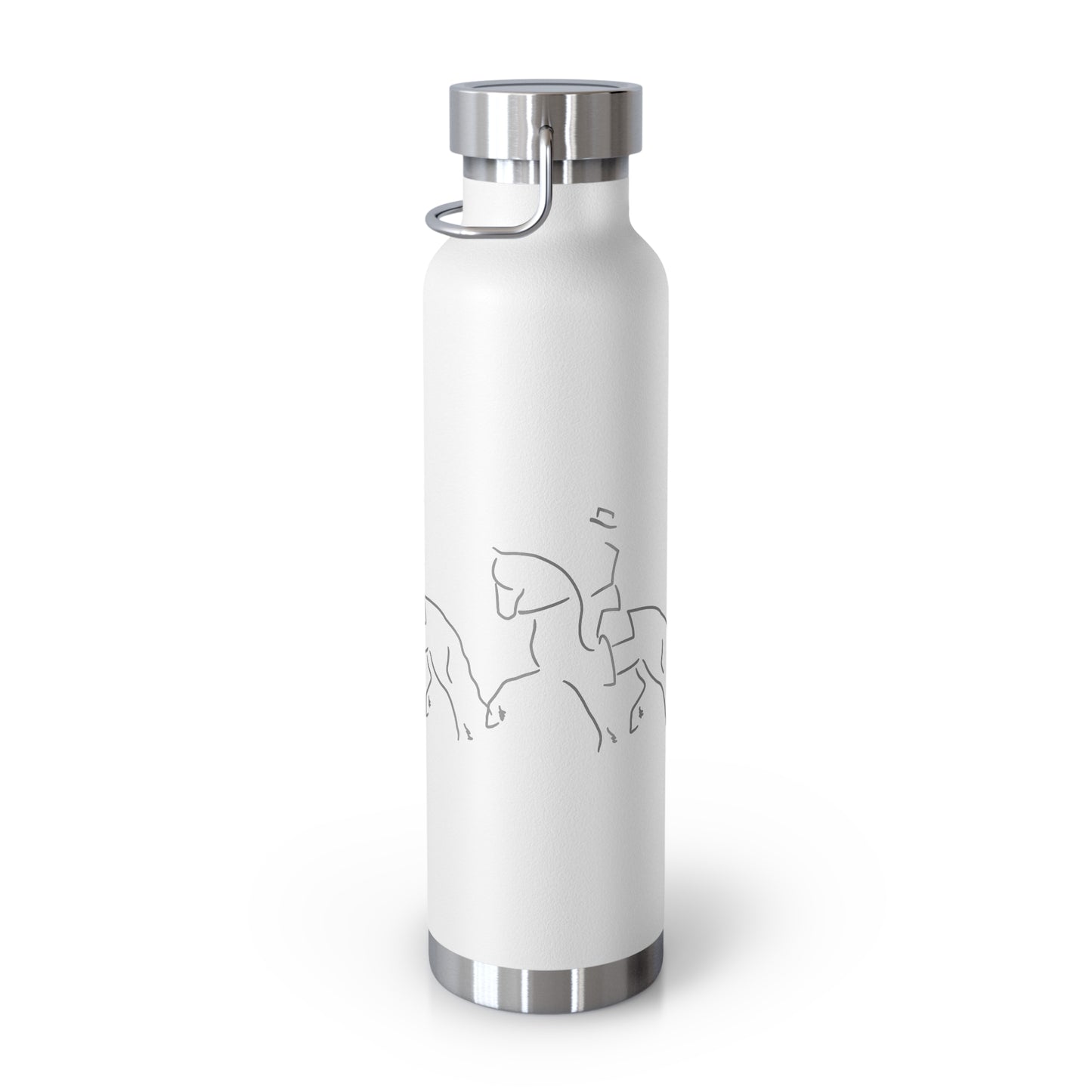 Jenny Veenstra Dressage Gray White Black Copper Vacuum Insulated Bottle, 22oz