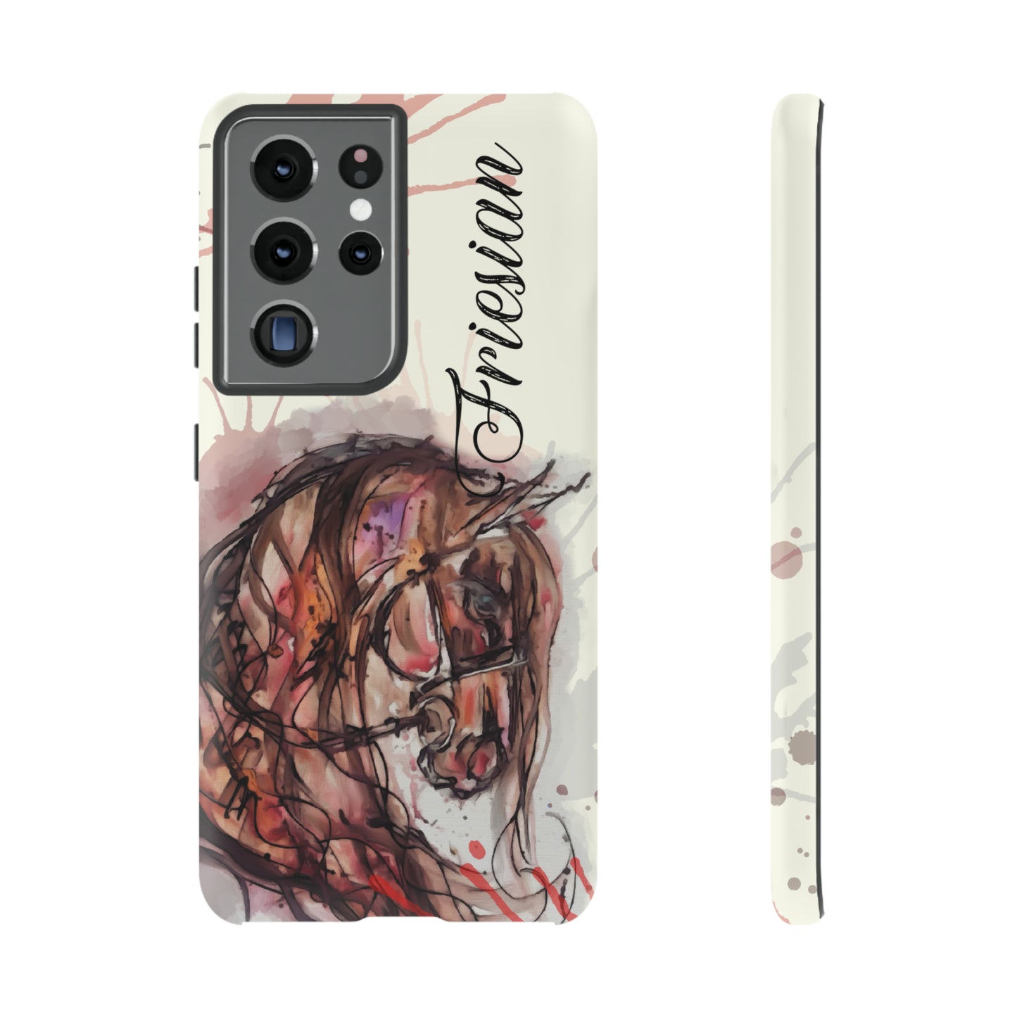 Friesian Watercolor  Flower crown Horse Horse Lover Gift Study Tough Case Phone Case.