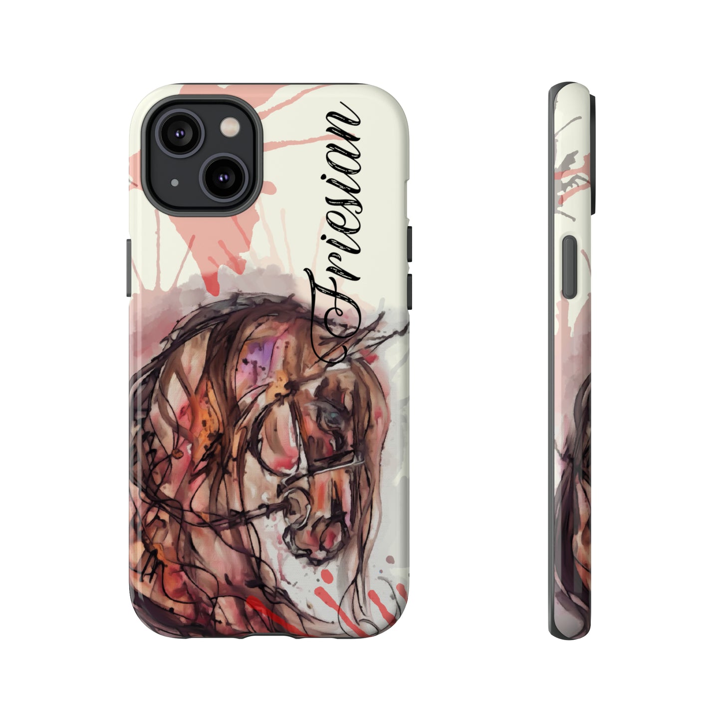 Friesian Watercolor  Flower crown Horse Horse Lover Gift Study Tough Case Phone Case.