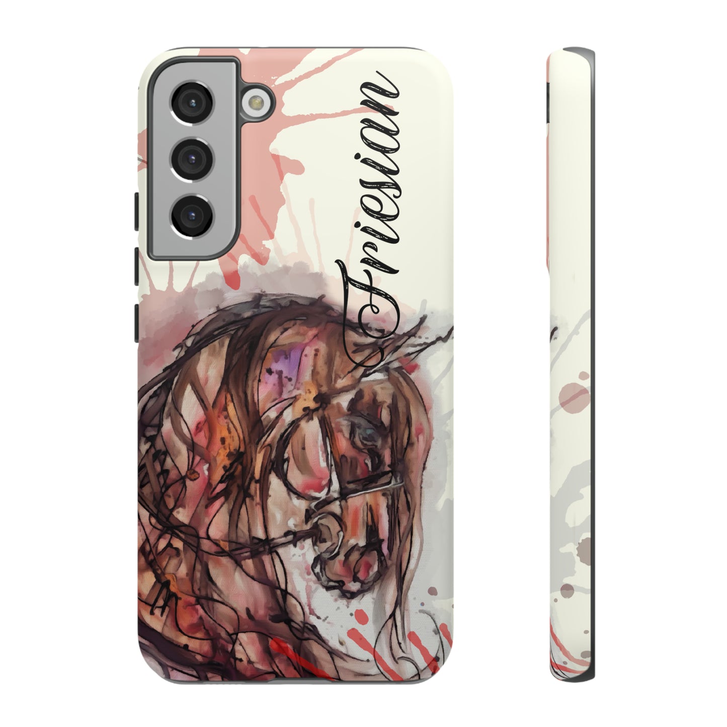 Friesian Watercolor  Flower crown Horse Horse Lover Gift Study Tough Case Phone Case.