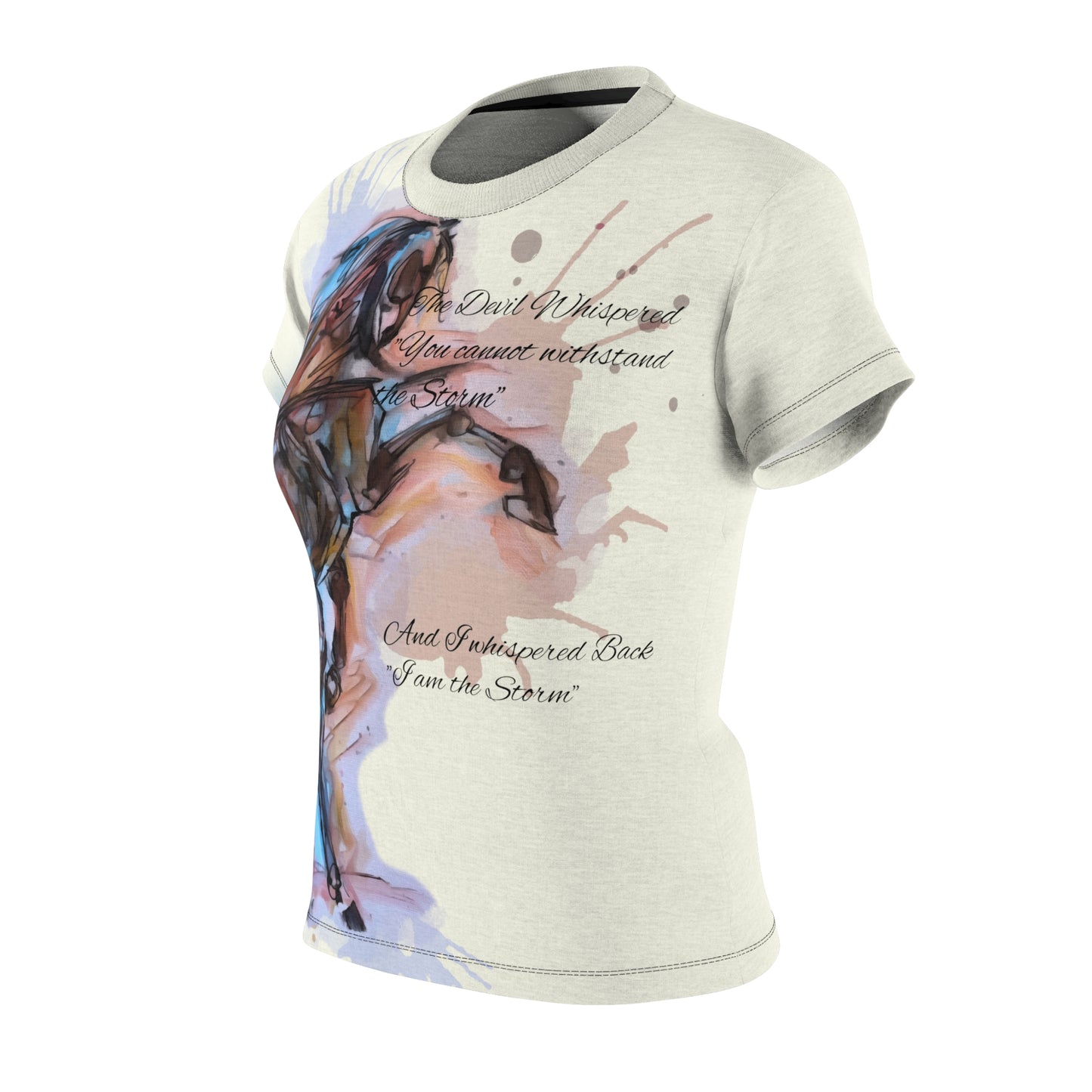 Rearing Wild Horse Water  Color Canter Women's Cut & Sew Tee (AOP)