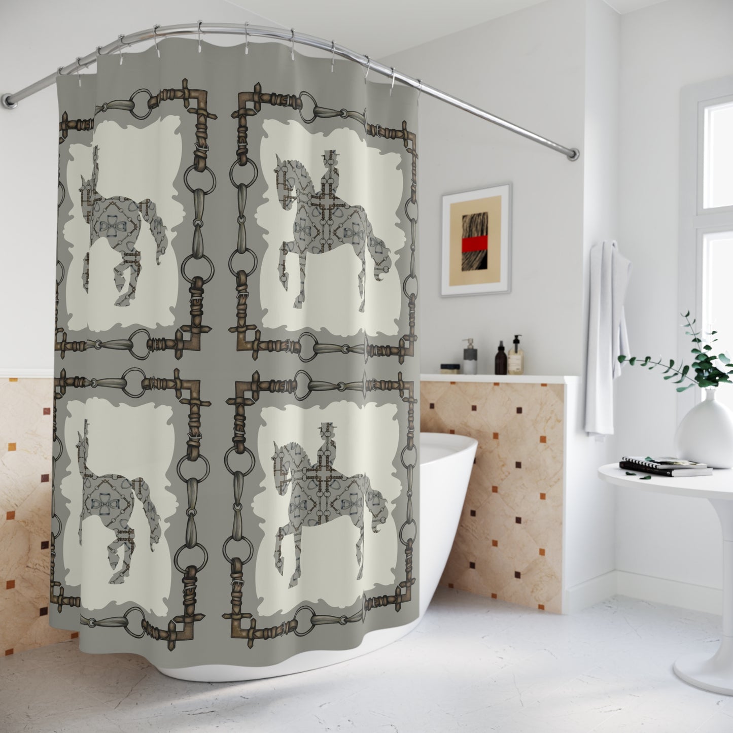 Bit Motif Polyester Shower Curtain My original Art Work Printed on a shower Curtain