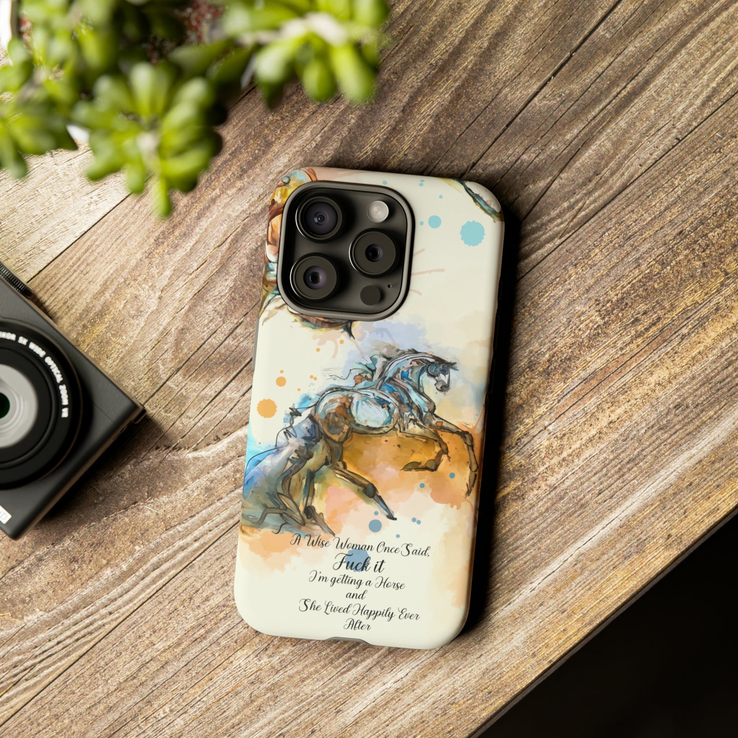 Swearing Watercolor Horse Horse Lover Gift Study Tough Case Phone Case.