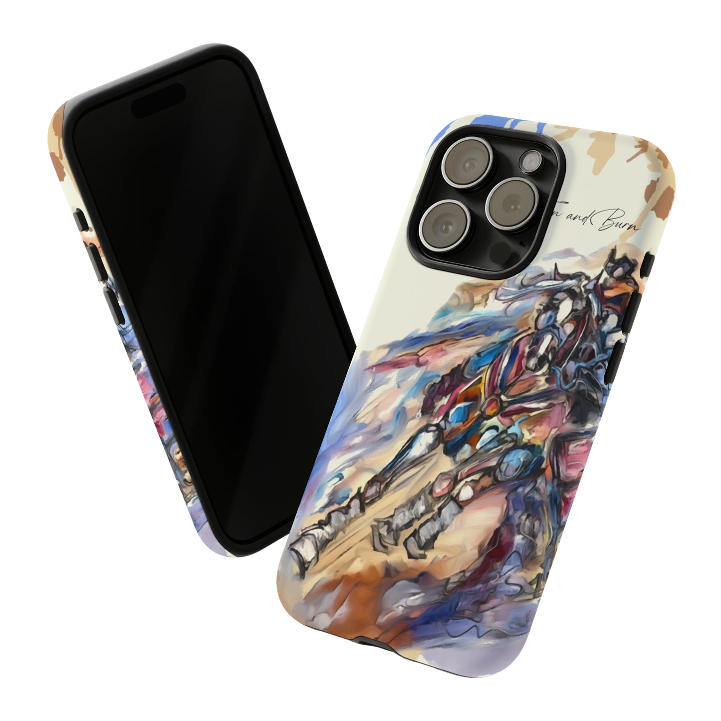 Barrel Racer Art Turn and Burn Watercolor Horse Horse Lover Gift Study Tough Case Phone Case.