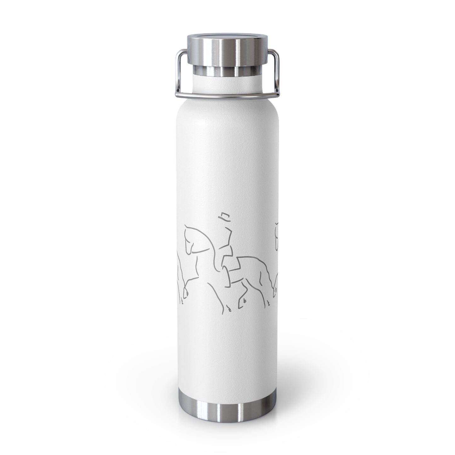 Jenny Veenstra Dressage Gray White Black Copper Vacuum Insulated Bottle, 22oz