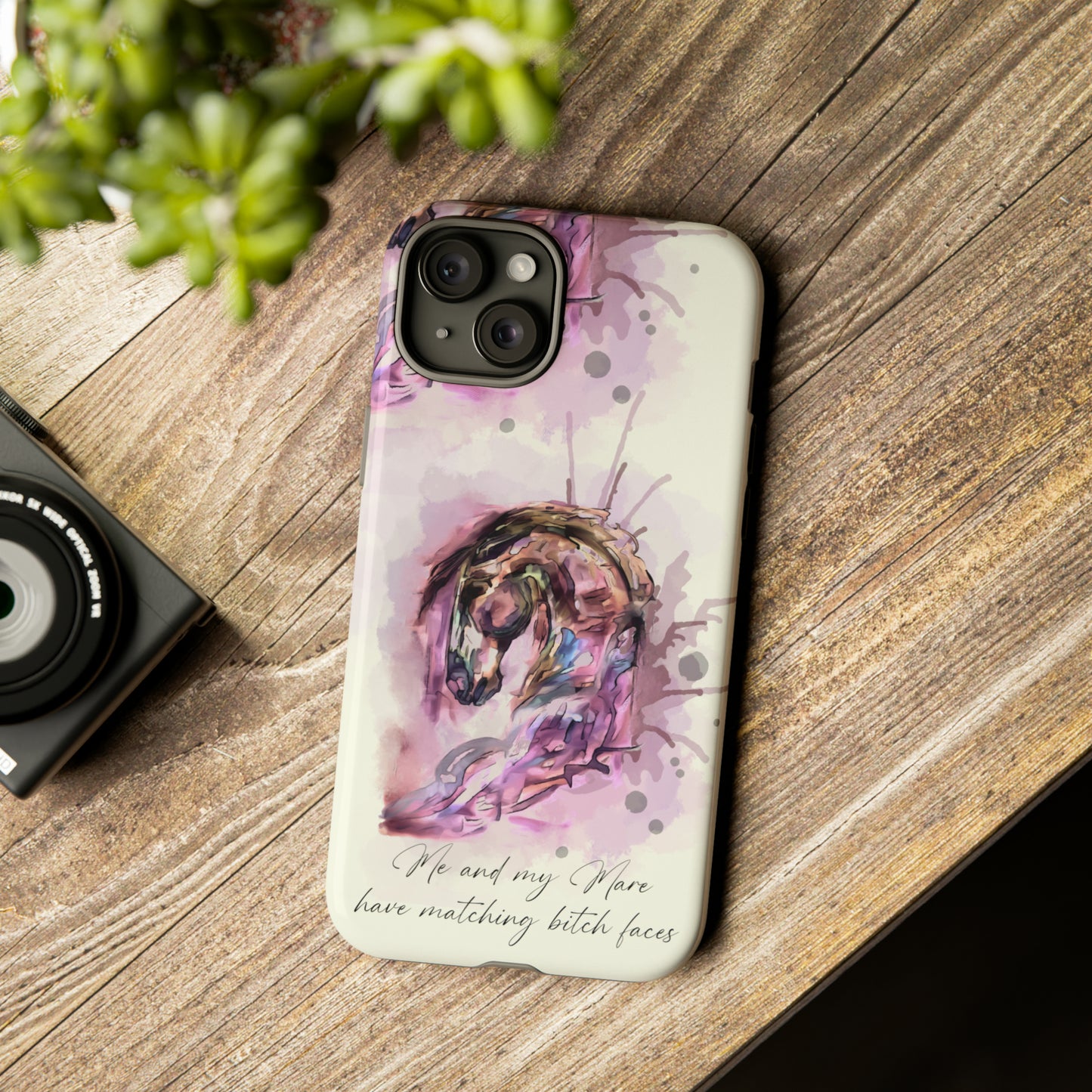 Swearing Mare Watercolor Horse .Horse Lover Gift Study Tough Case Phone Case.