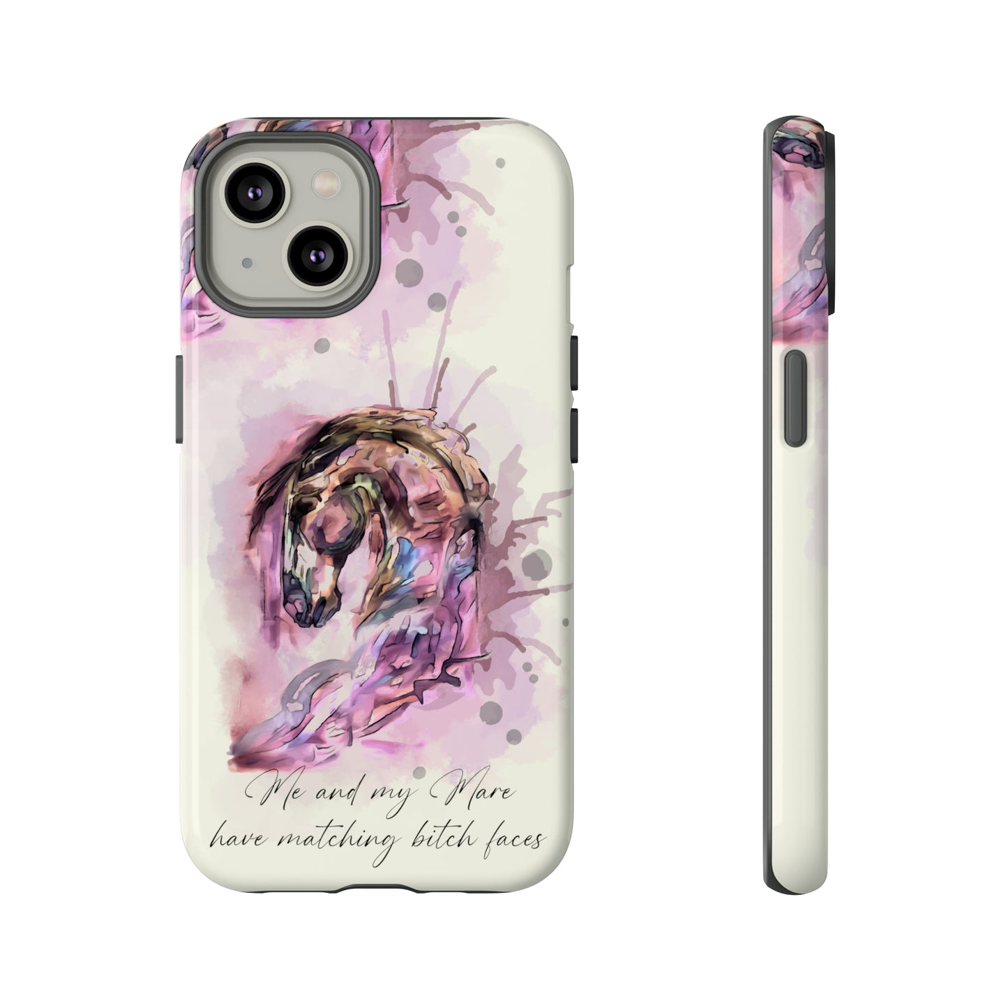 Swearing Mare Watercolor Horse .Horse Lover Gift Study Tough Case Phone Case.