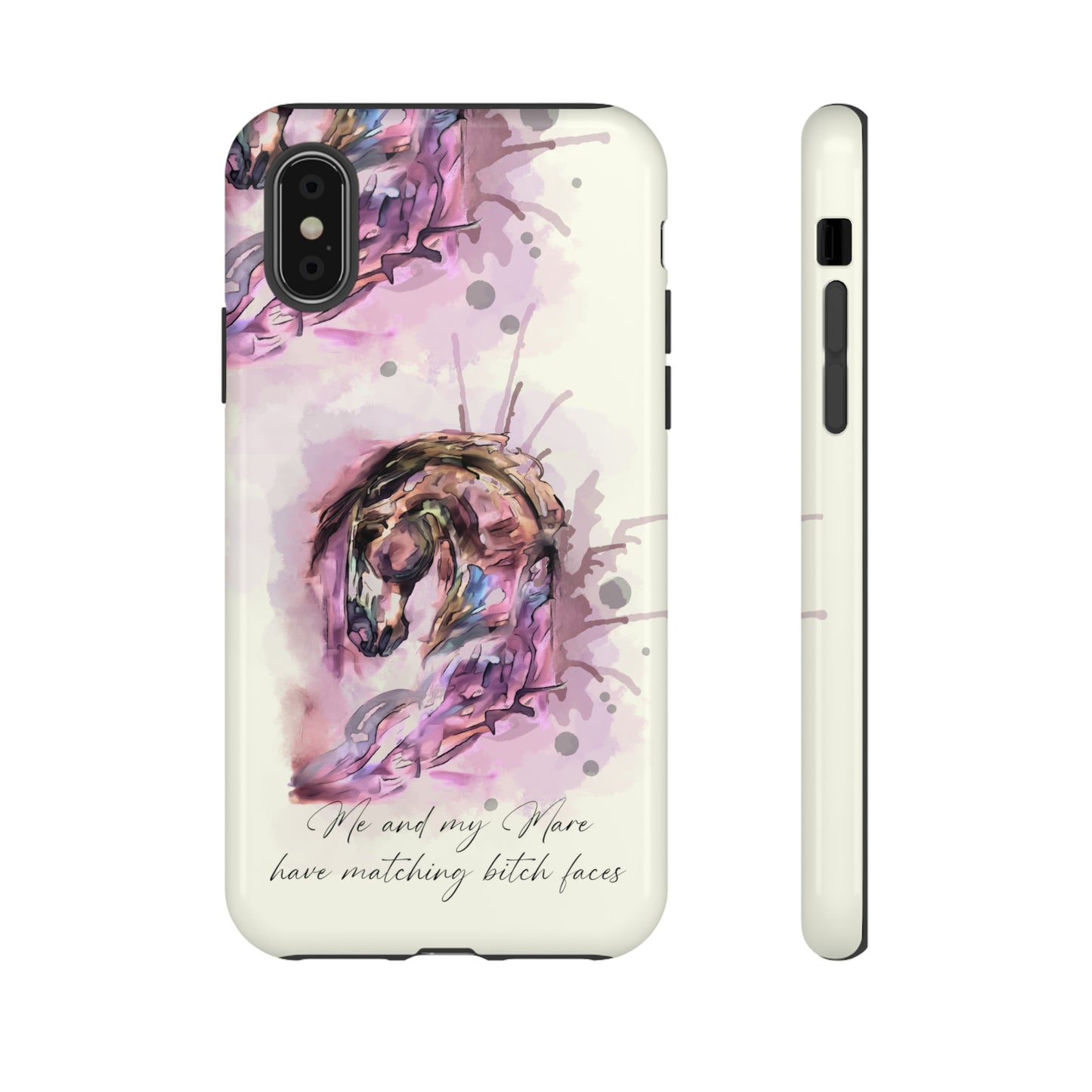 Swearing Mare Watercolor Horse .Horse Lover Gift Study Tough Case Phone Case.