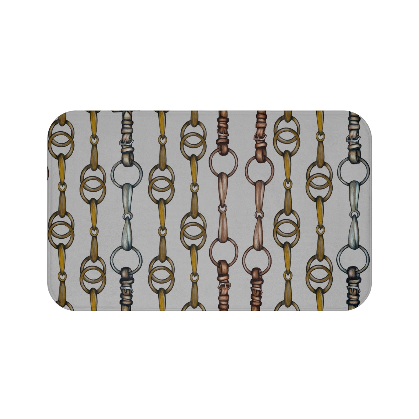 Equestrian Snaffle Bit and Reins Gray Bath Mat