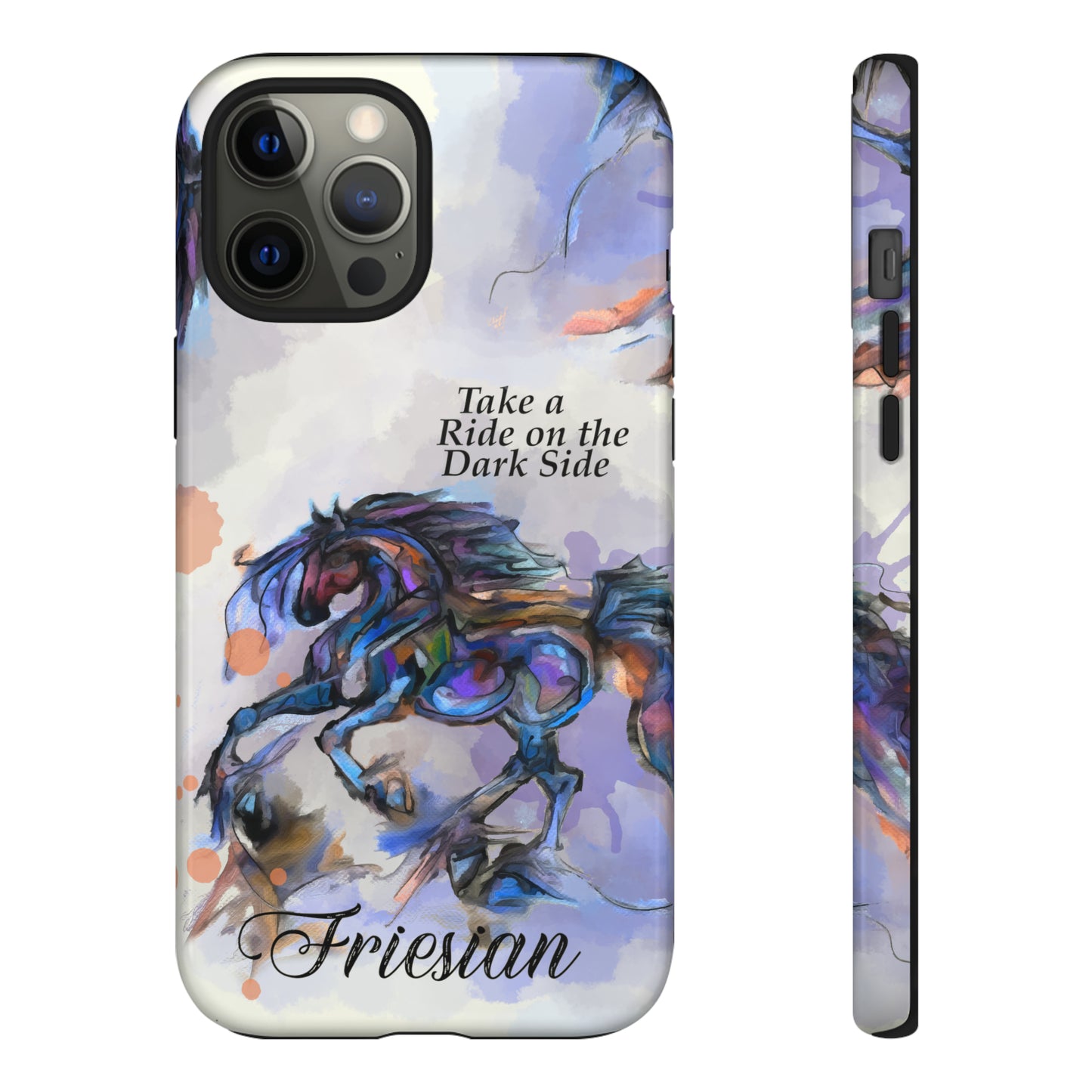 Friesian Artwork Watercolor Horse .Horse Lover Gift Study Tough Case Phone Case.