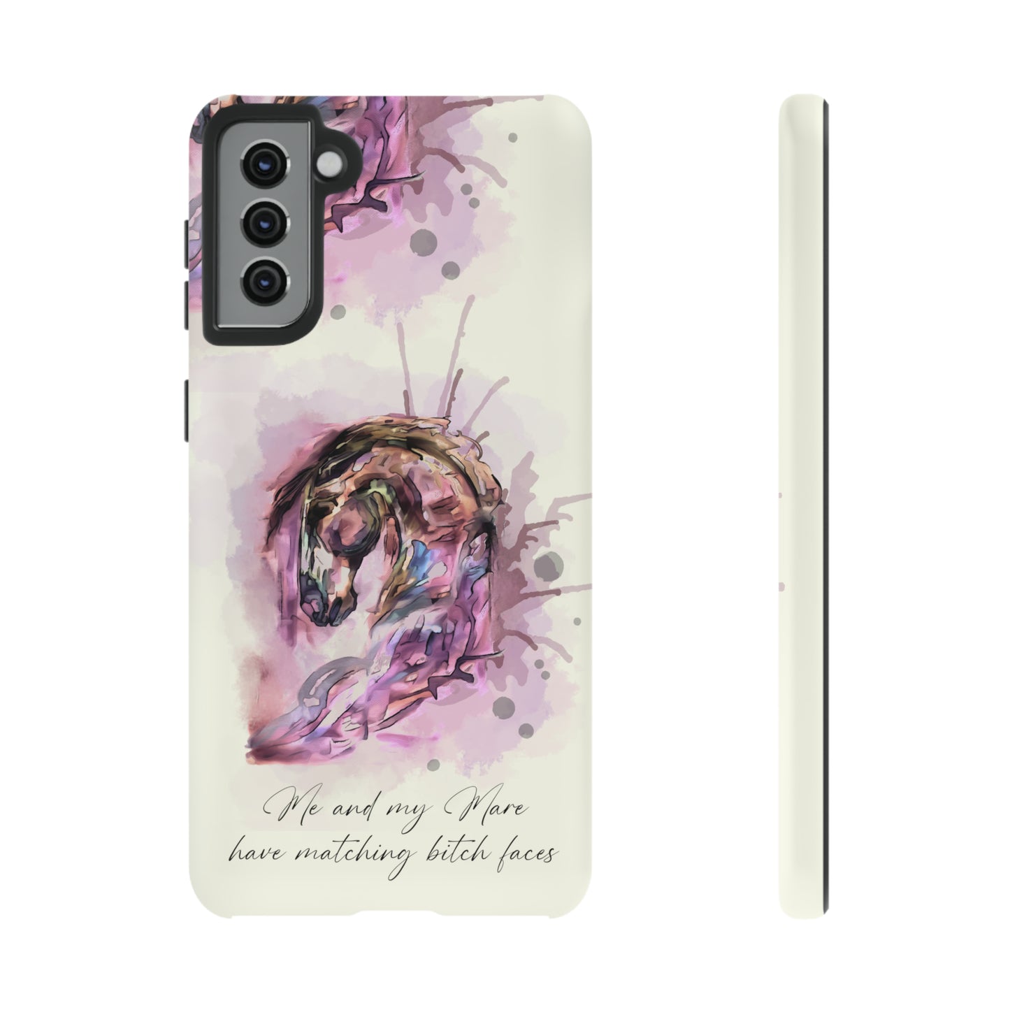 Swearing Mare Watercolor Horse .Horse Lover Gift Study Tough Case Phone Case.