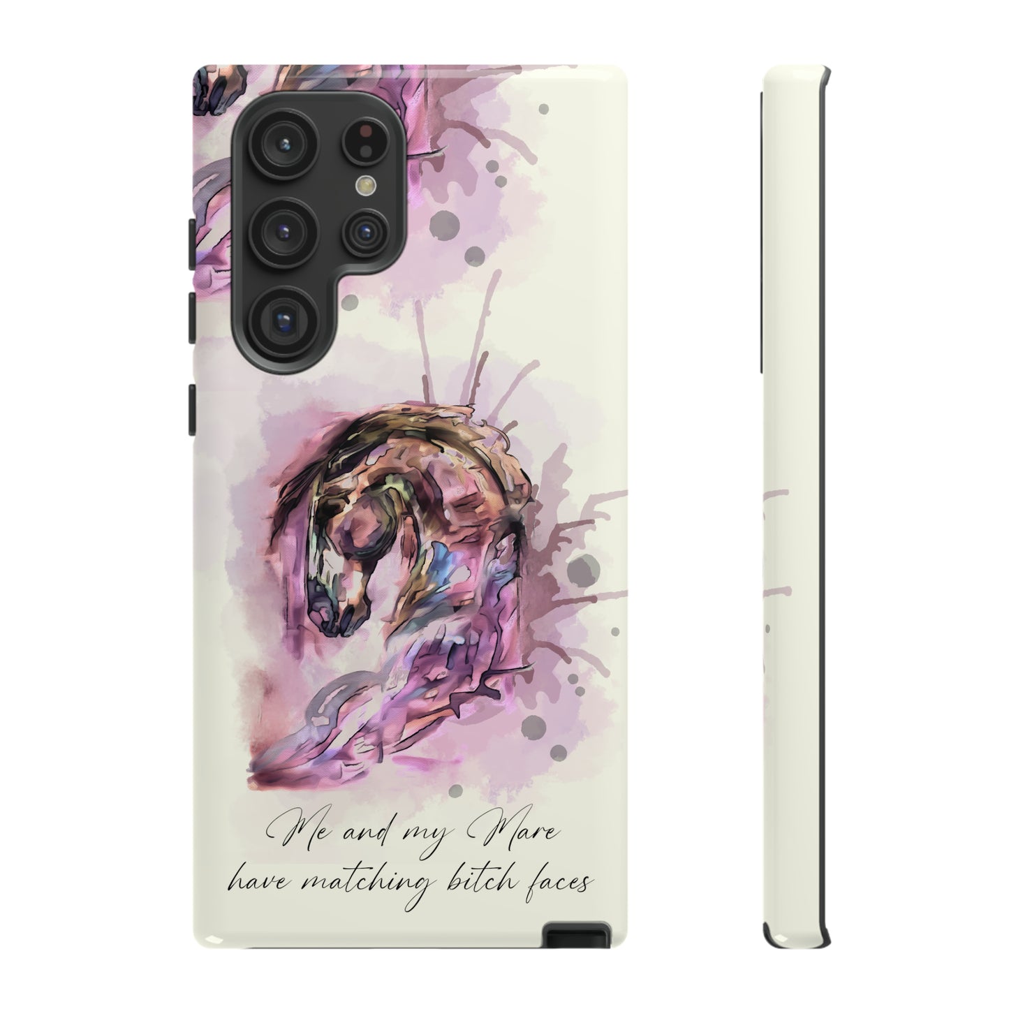 Swearing Mare Watercolor Horse .Horse Lover Gift Study Tough Case Phone Case.