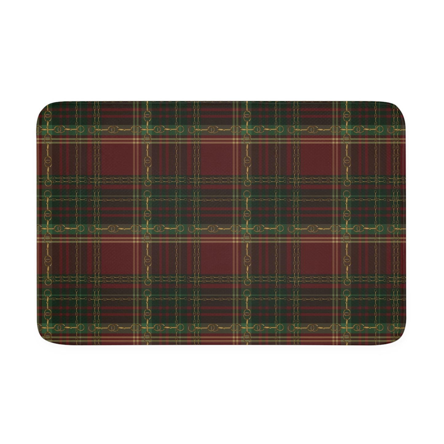 Christmas Plaid with Snaffle Bit  Memory Foam Bath Mat